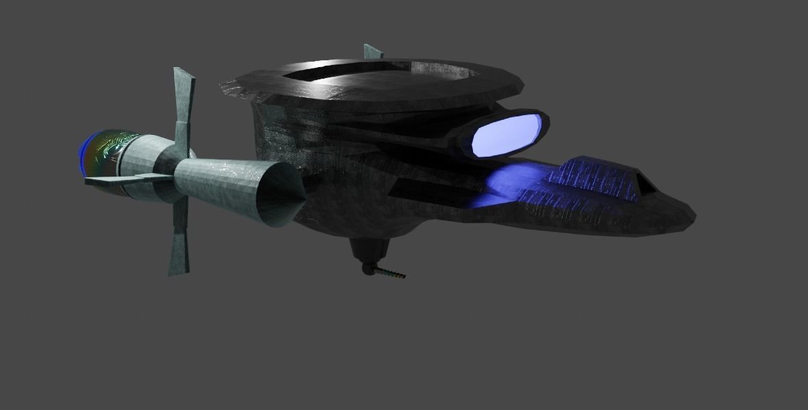 Spaceship with light 3D model_12