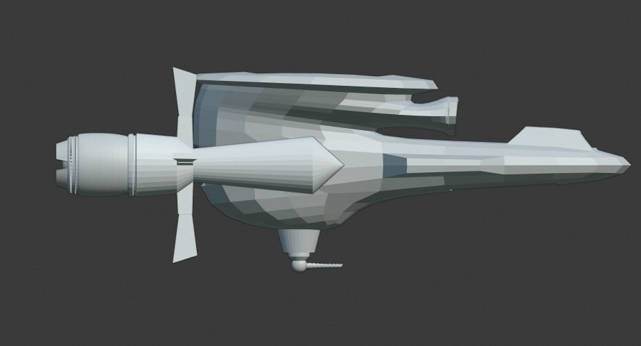 Spaceship with light 3D model_14