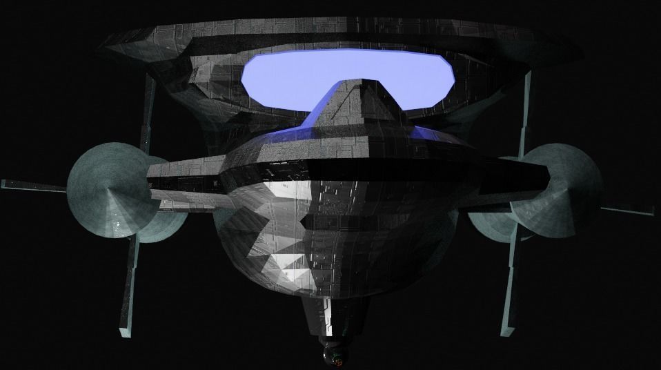 Spaceship with light 3D model_11