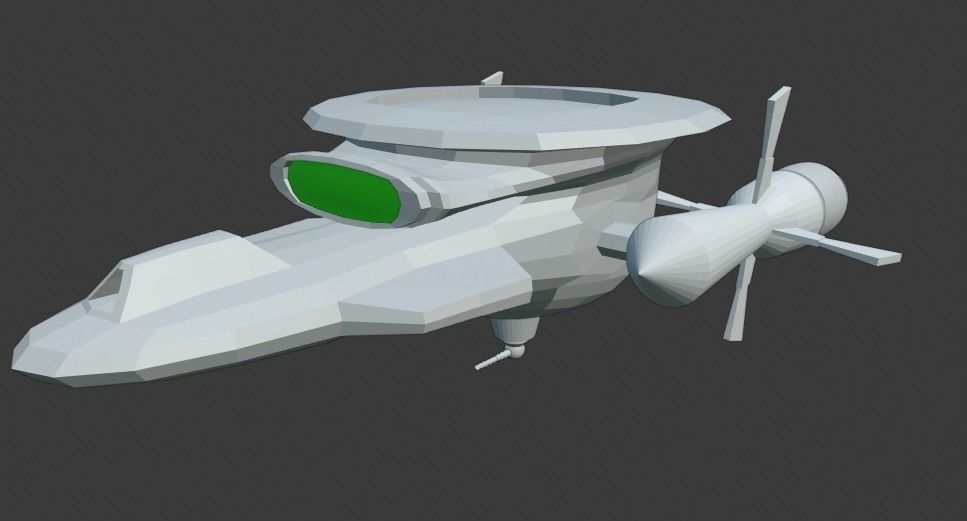 Spaceship with light 3D model_13