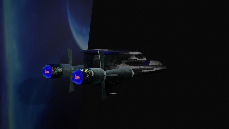 Spaceship with light 3D model_7