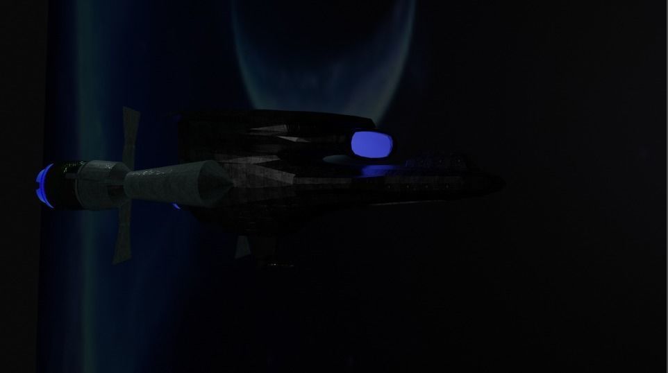 Spaceship with light 3D model_2