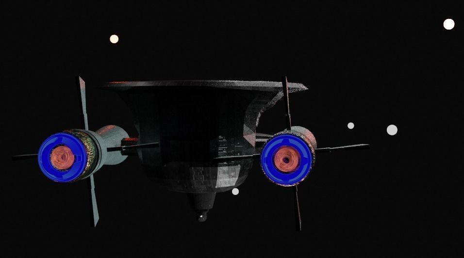 Spaceship with light 3D model_10