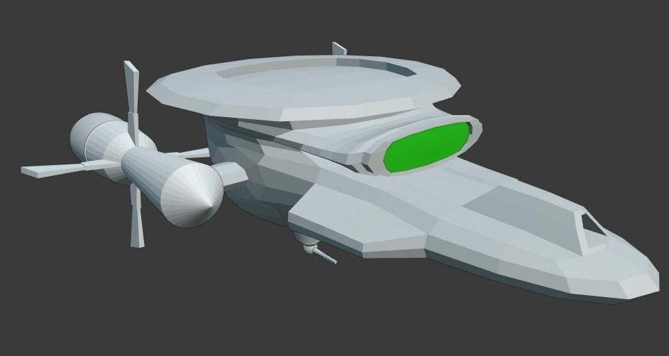 Spaceship with light 3D model_15