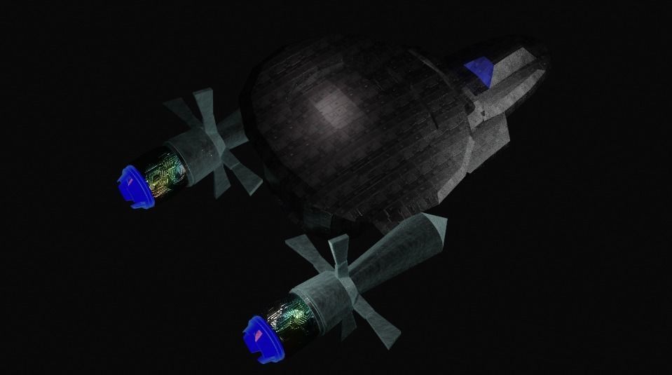 Spaceship with light 3D model_9