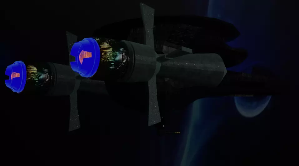 Spaceship with light 3D model_0