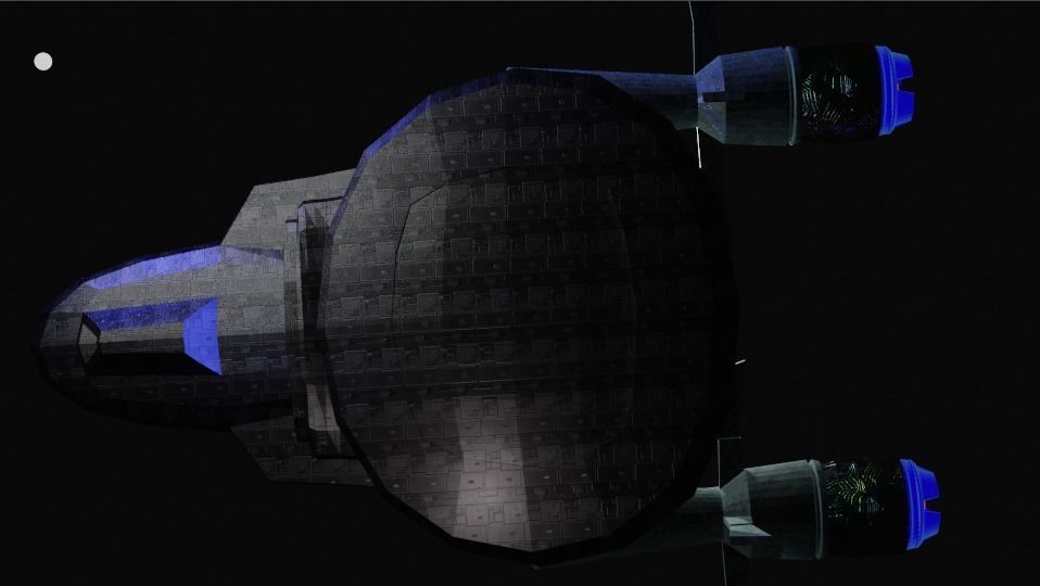 Spaceship with light 3D model_4