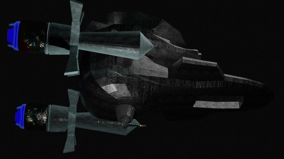 Spaceship with light 3D model_5