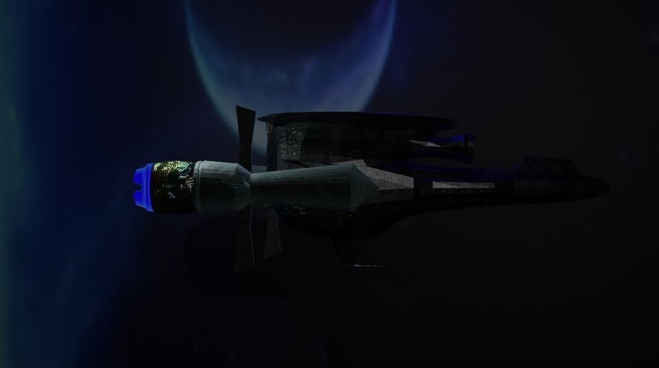 Spaceship with light 3D model_6