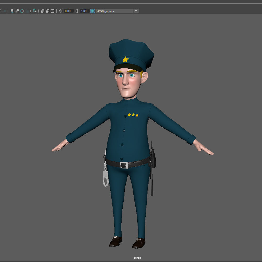 Policeman Cartoon 02 3D model_13