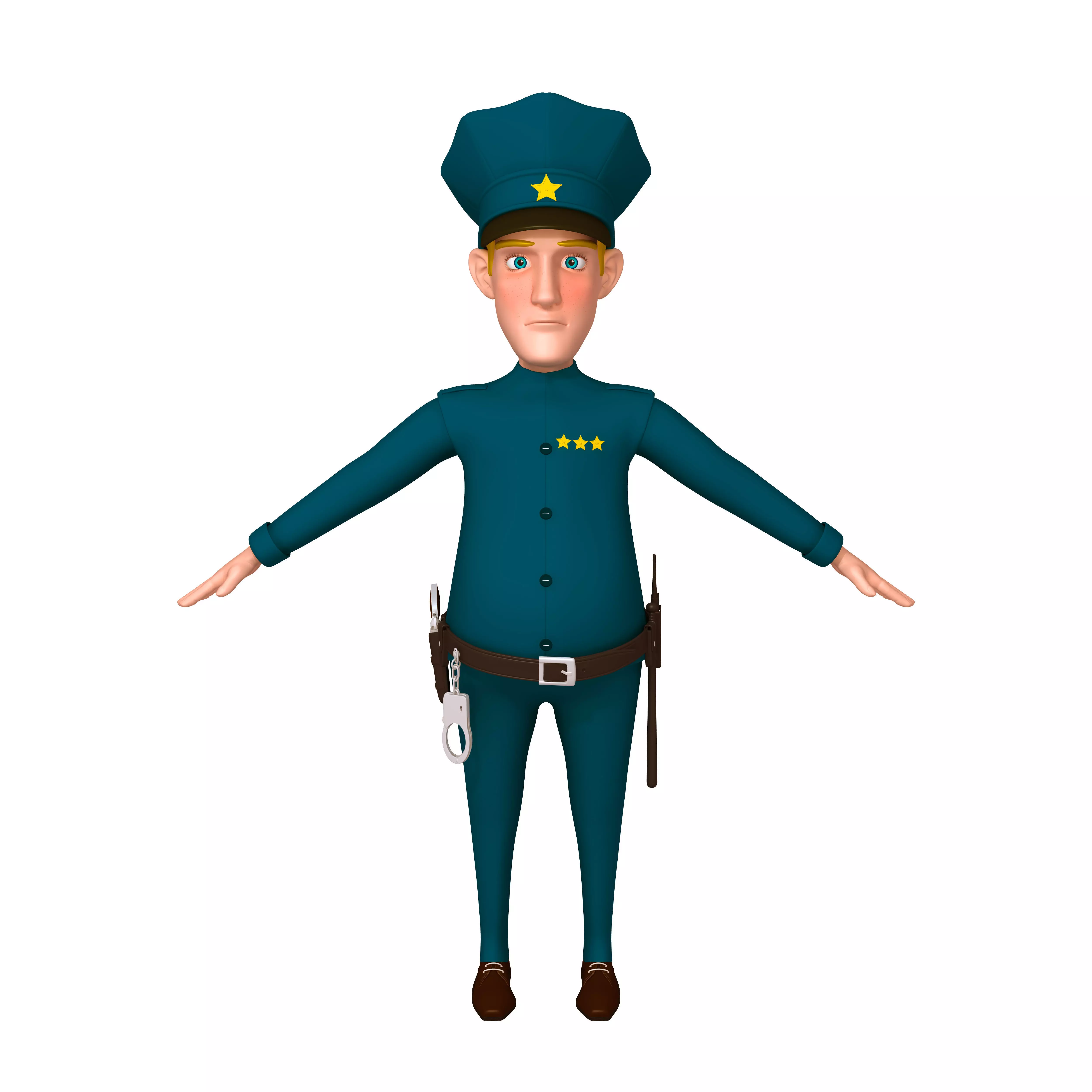 Policeman Cartoon 02 3D model_0