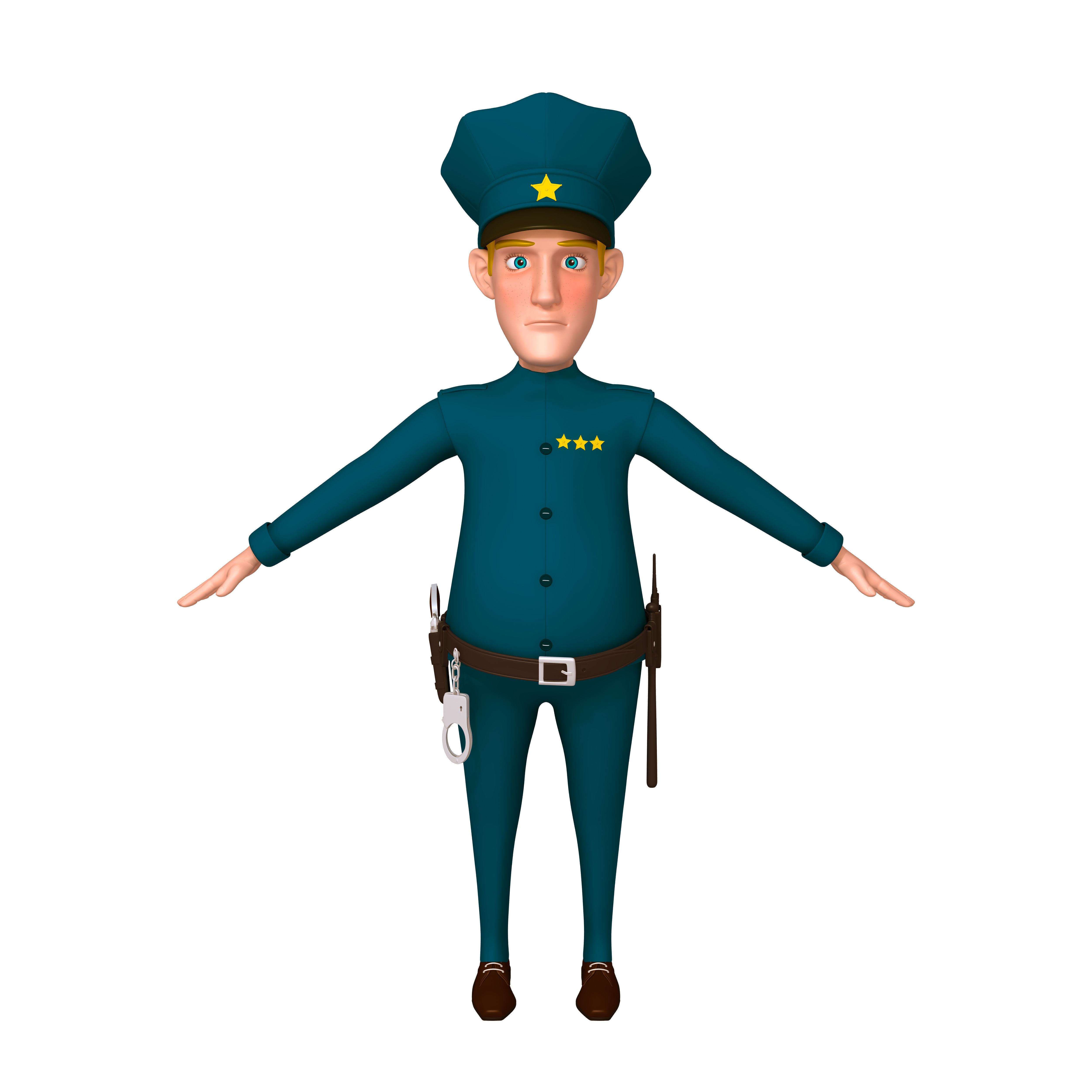 Policeman Cartoon 02 3D model_20