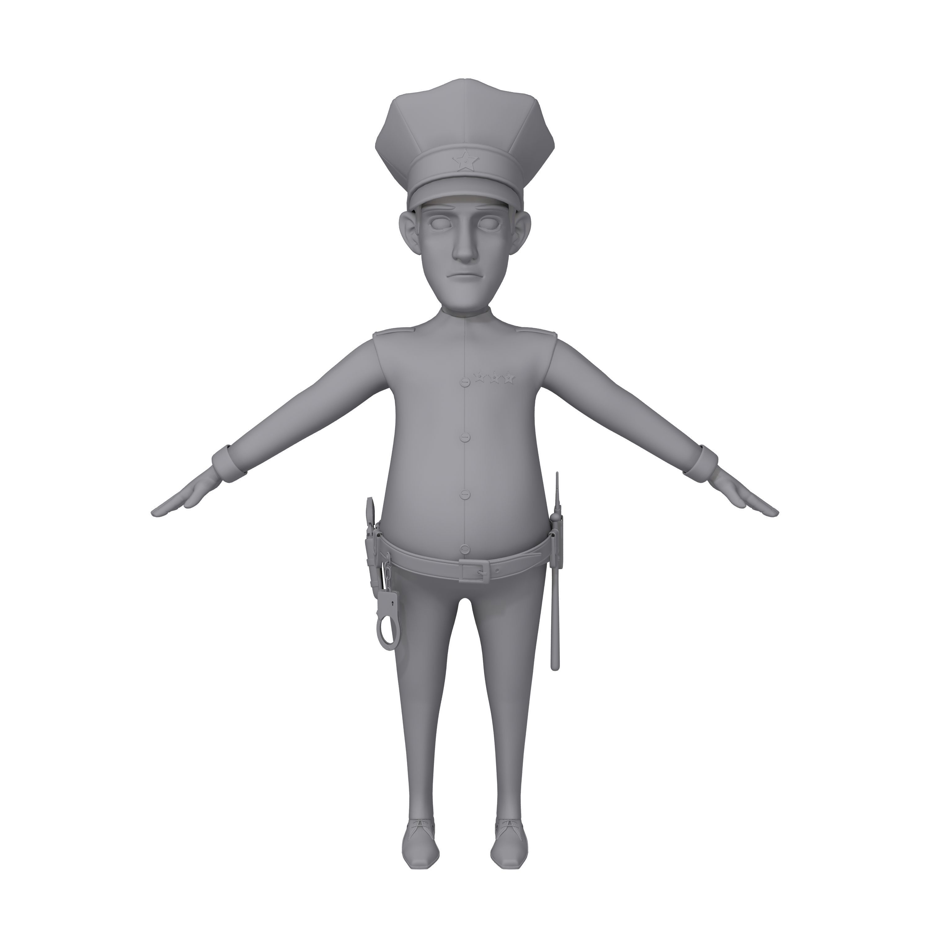Policeman Cartoon 02 3D model_9