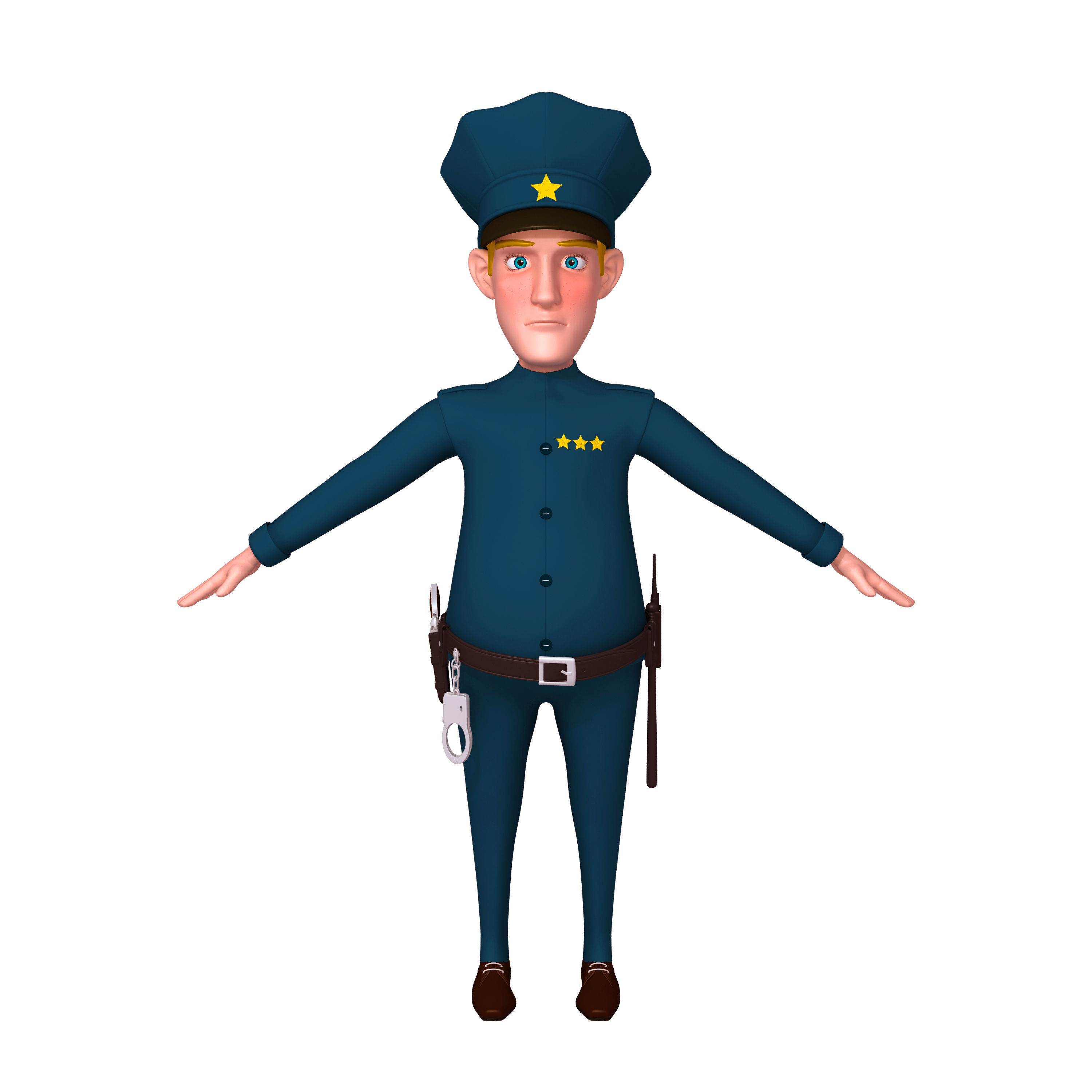 Policeman Cartoon 02 3D model_1