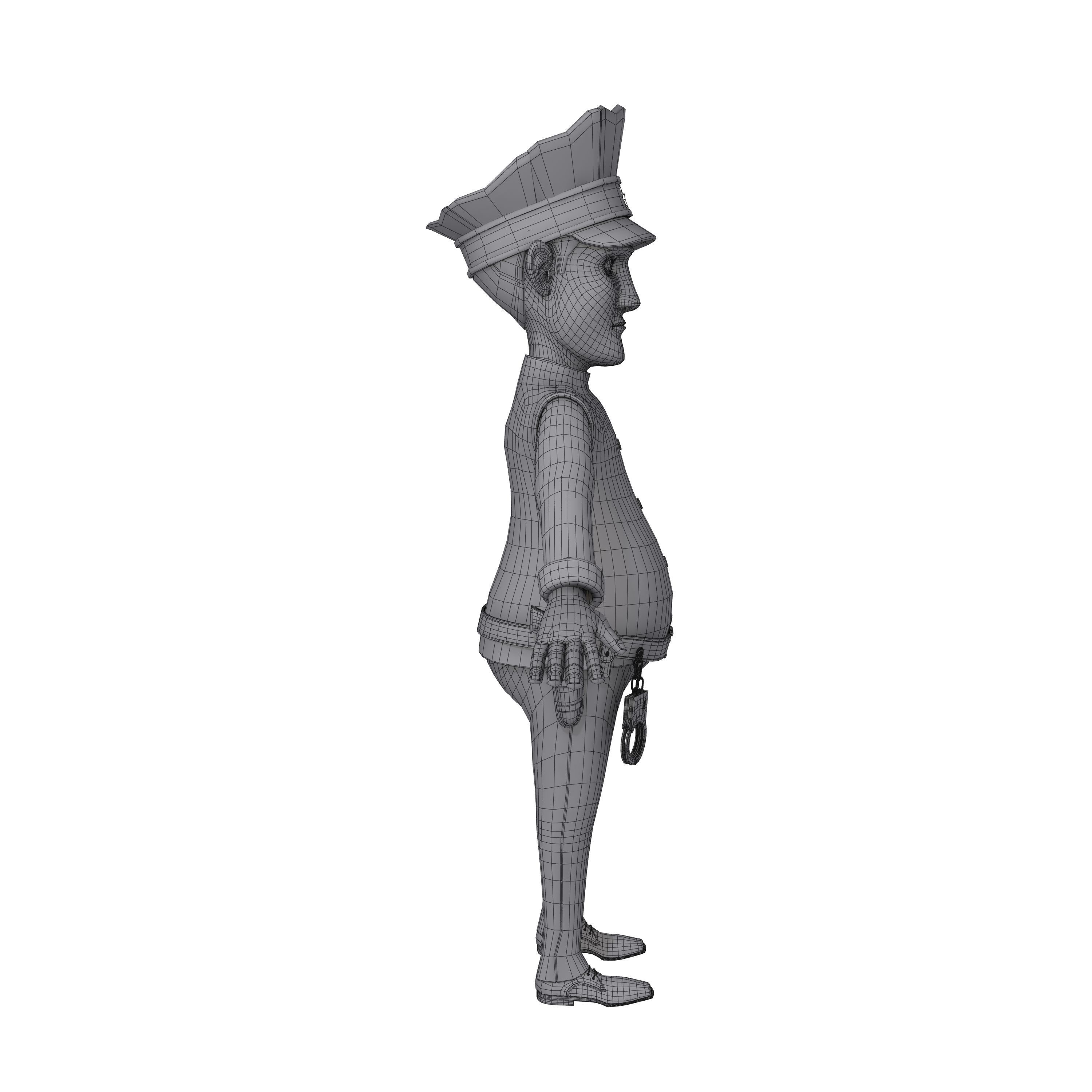 Policeman Cartoon 02 3D model_6