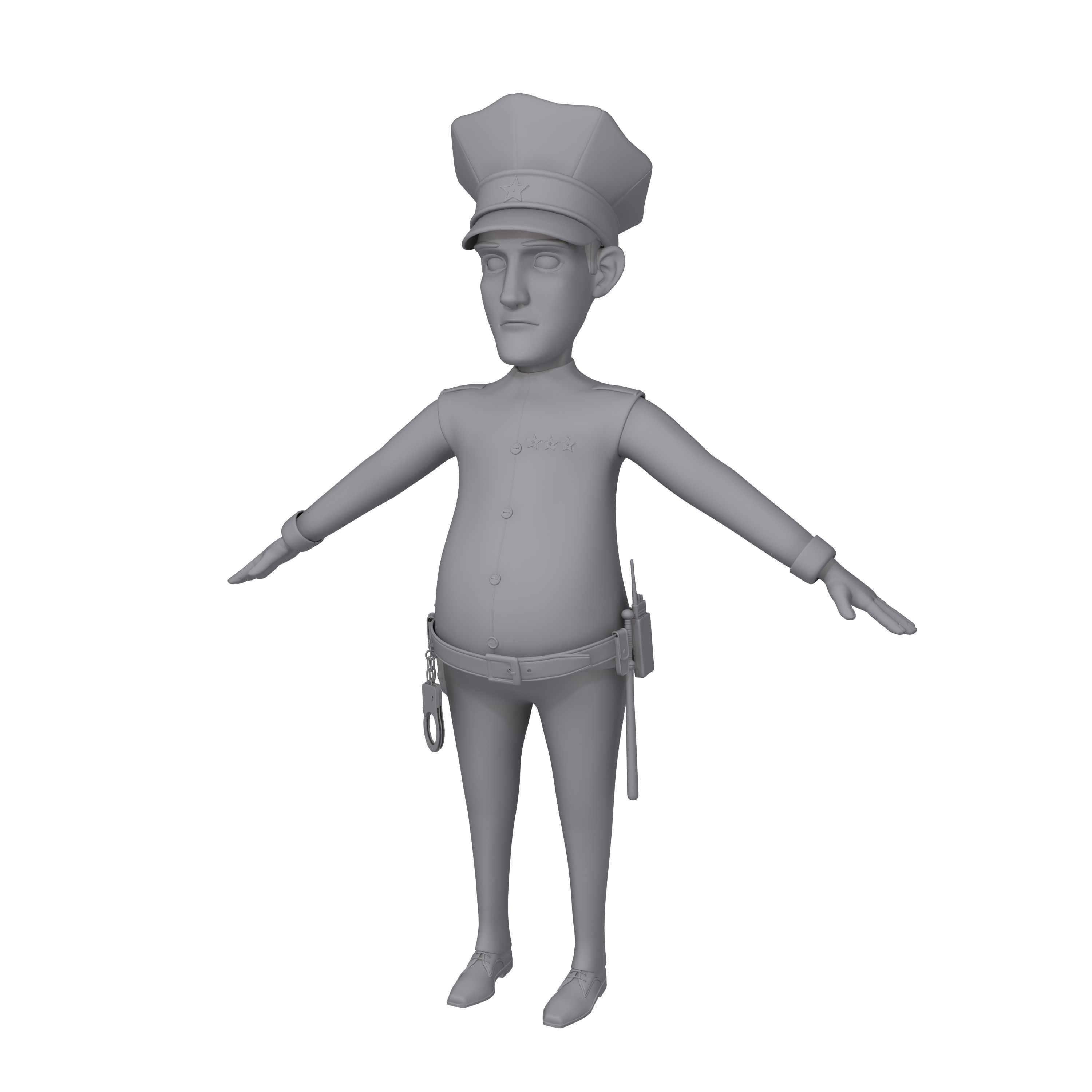 Policeman Cartoon 02 3D model_12