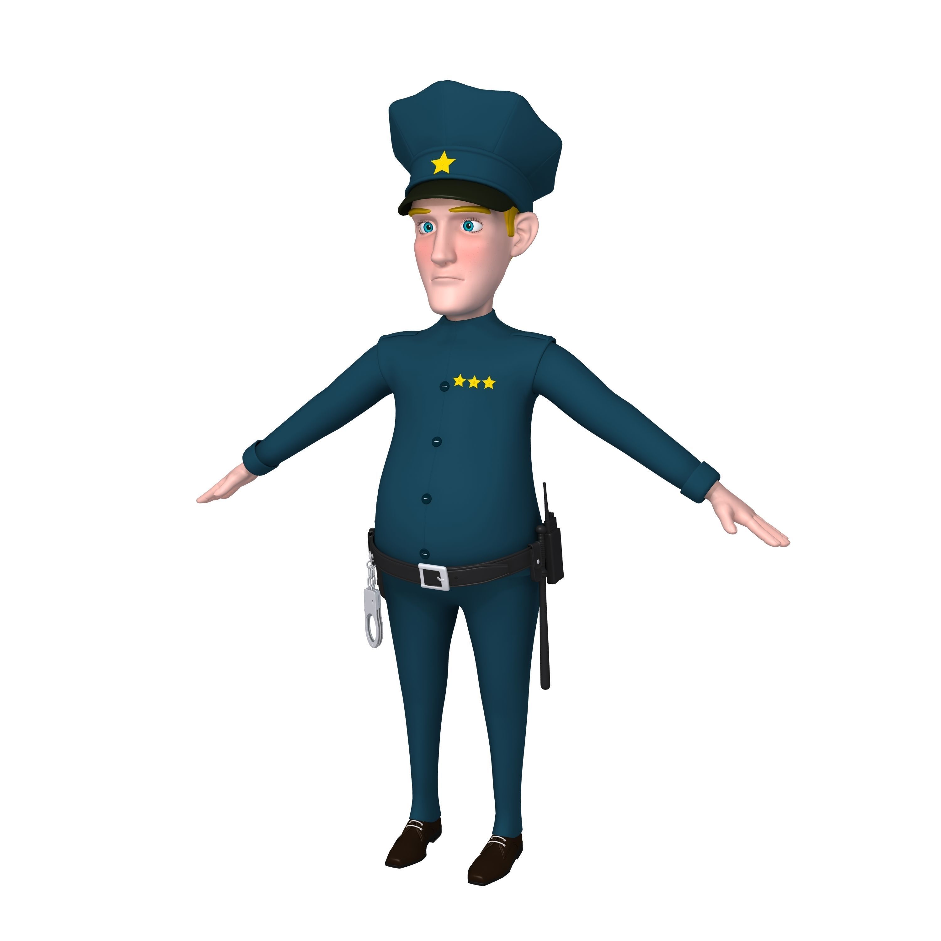 Policeman Cartoon 02 3D model_4