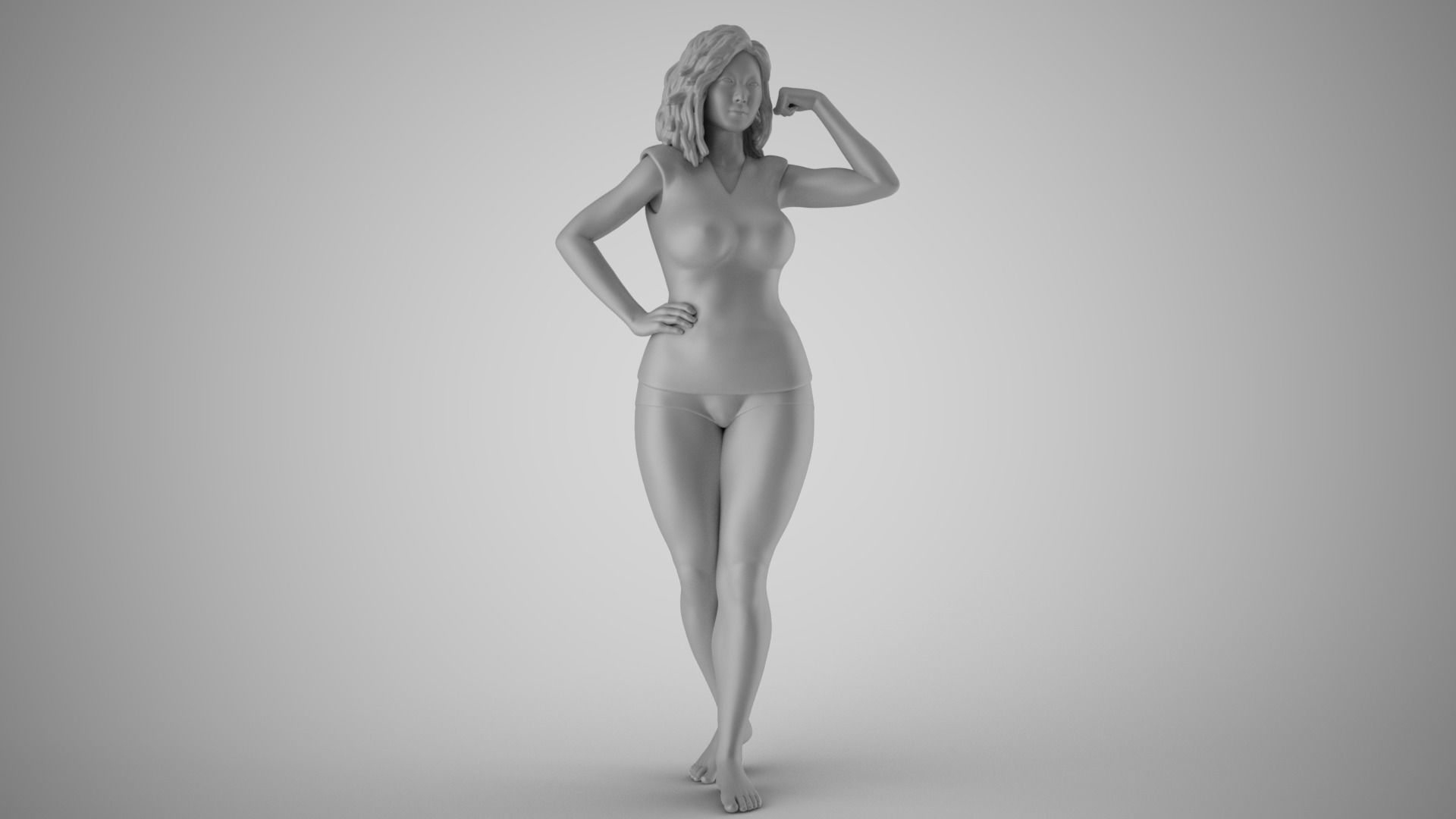 Woman Feeling Strong 3D print model_2