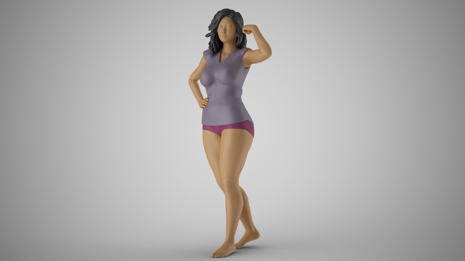 Woman Feeling Strong 3D print model_4