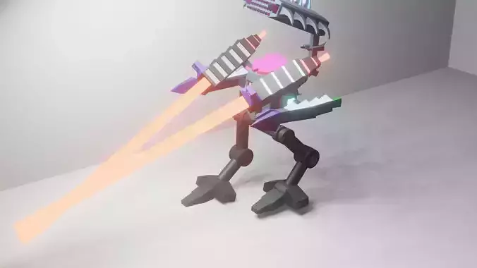 animated lowpoly mech 