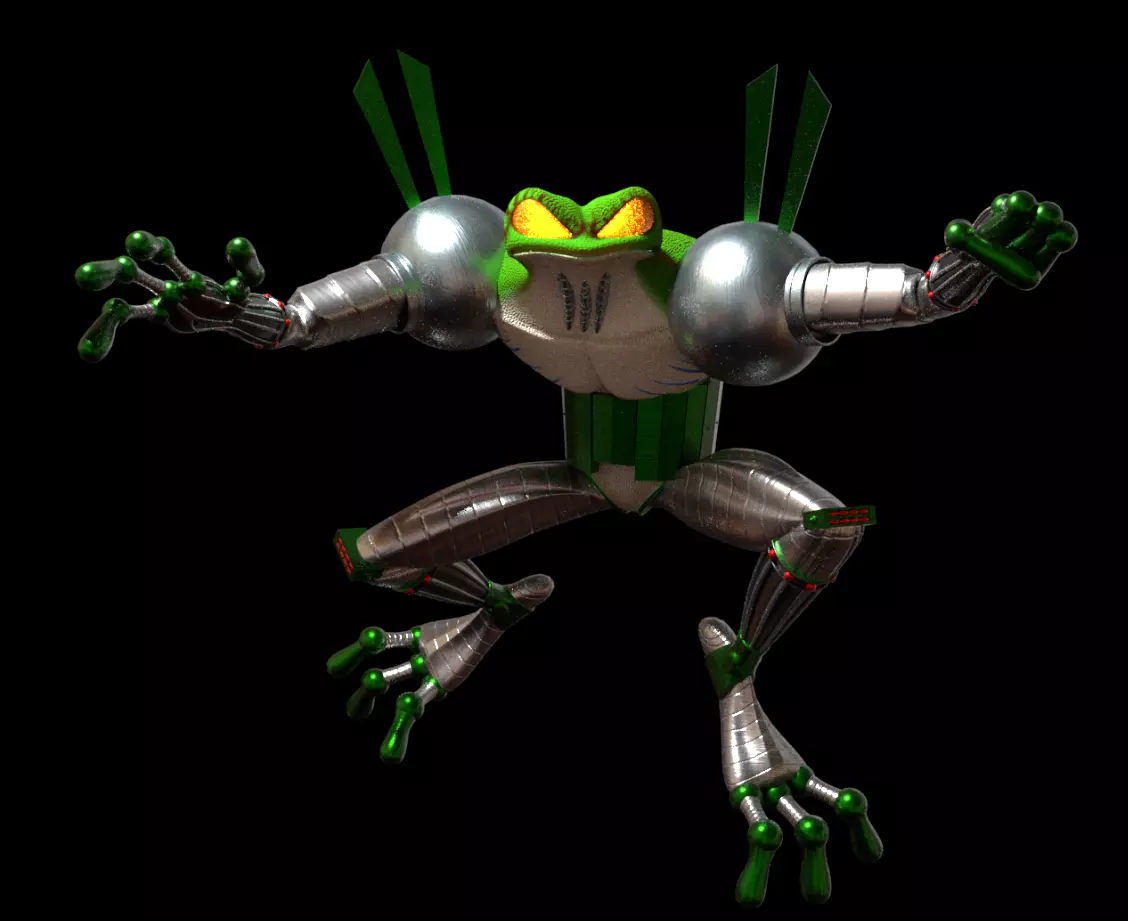 Cybernetic Frog - low poly 3D model_0