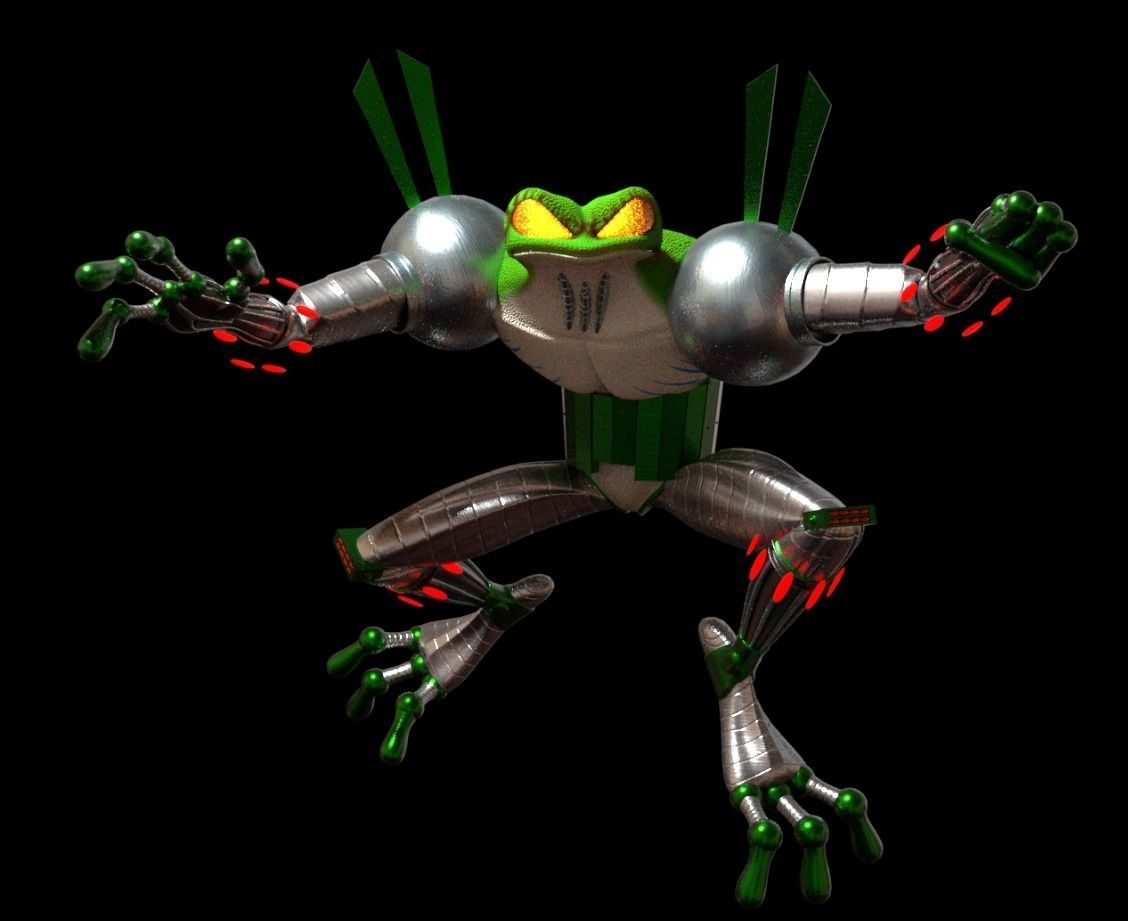 Cybernetic Frog - low poly 3D model_1