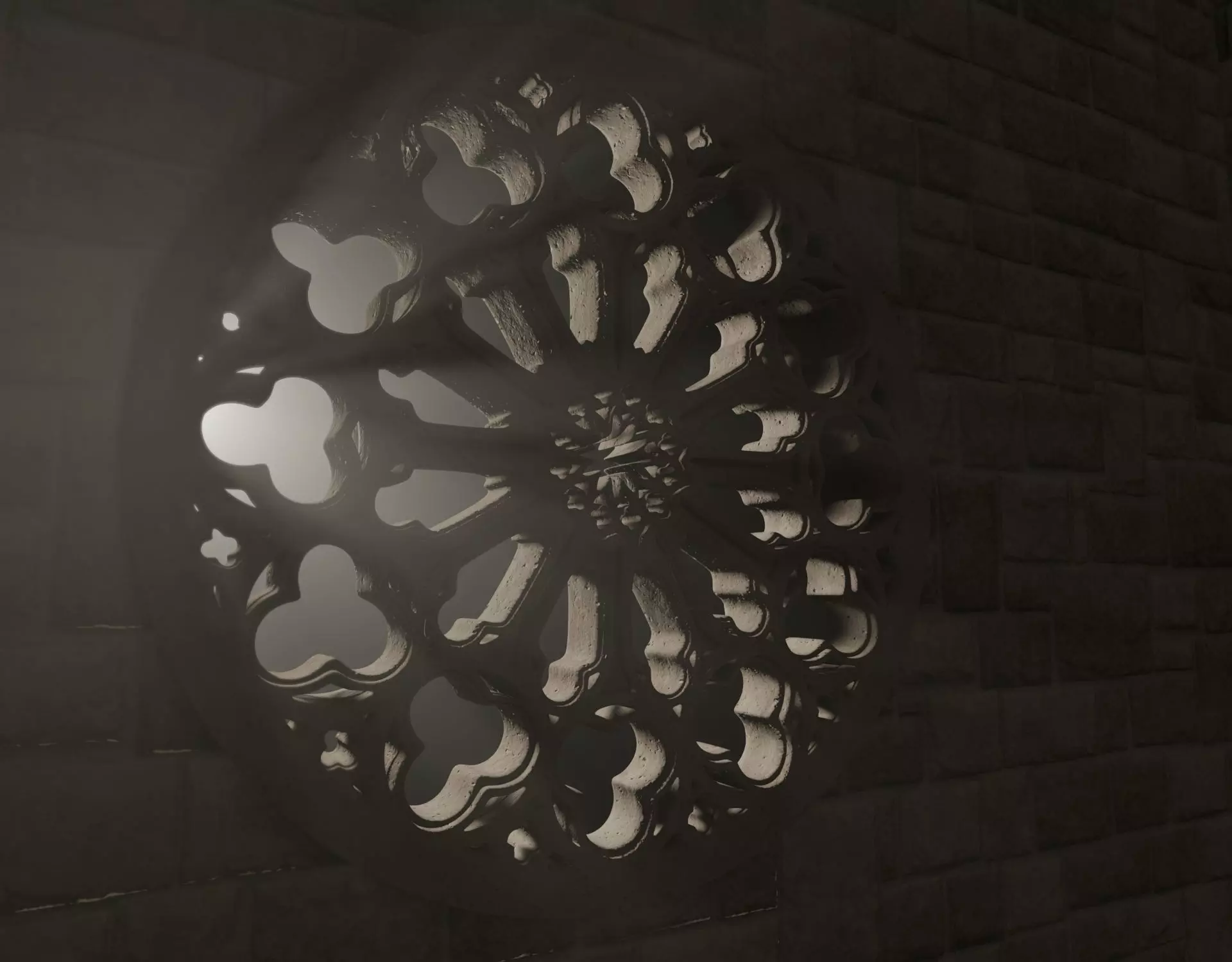 medieval church rose window  Low-poly 3D model_0