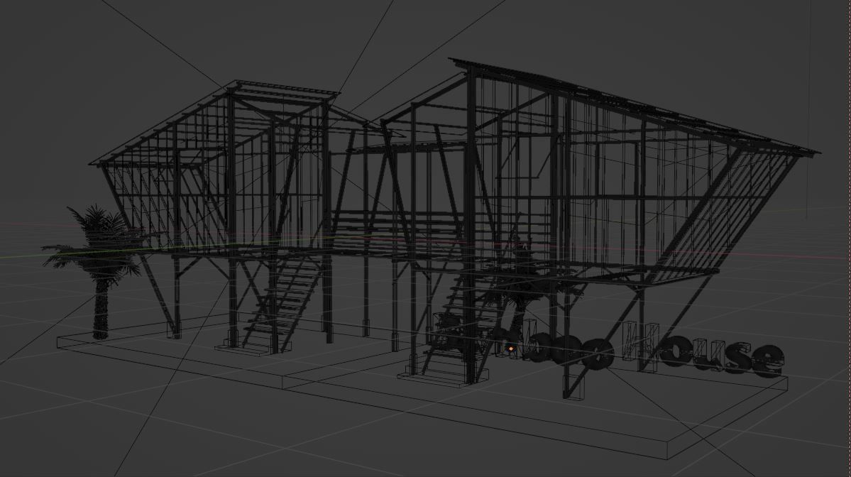 3D Bamboo Cottage Architectural Low-poly 3D model_2