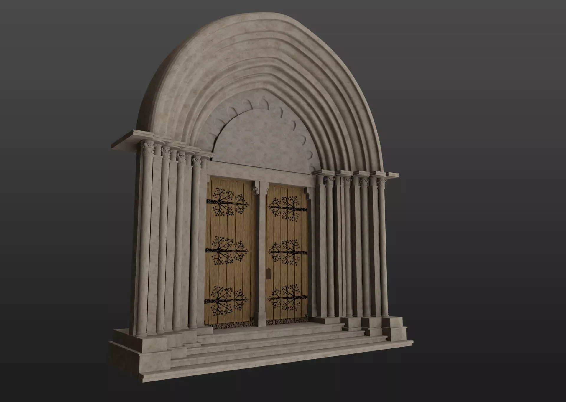 Medieval church gothic portal Low-poly 3D model