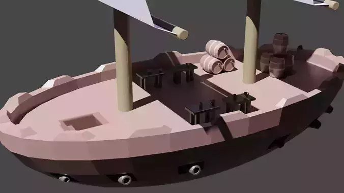 low poly pirate ship