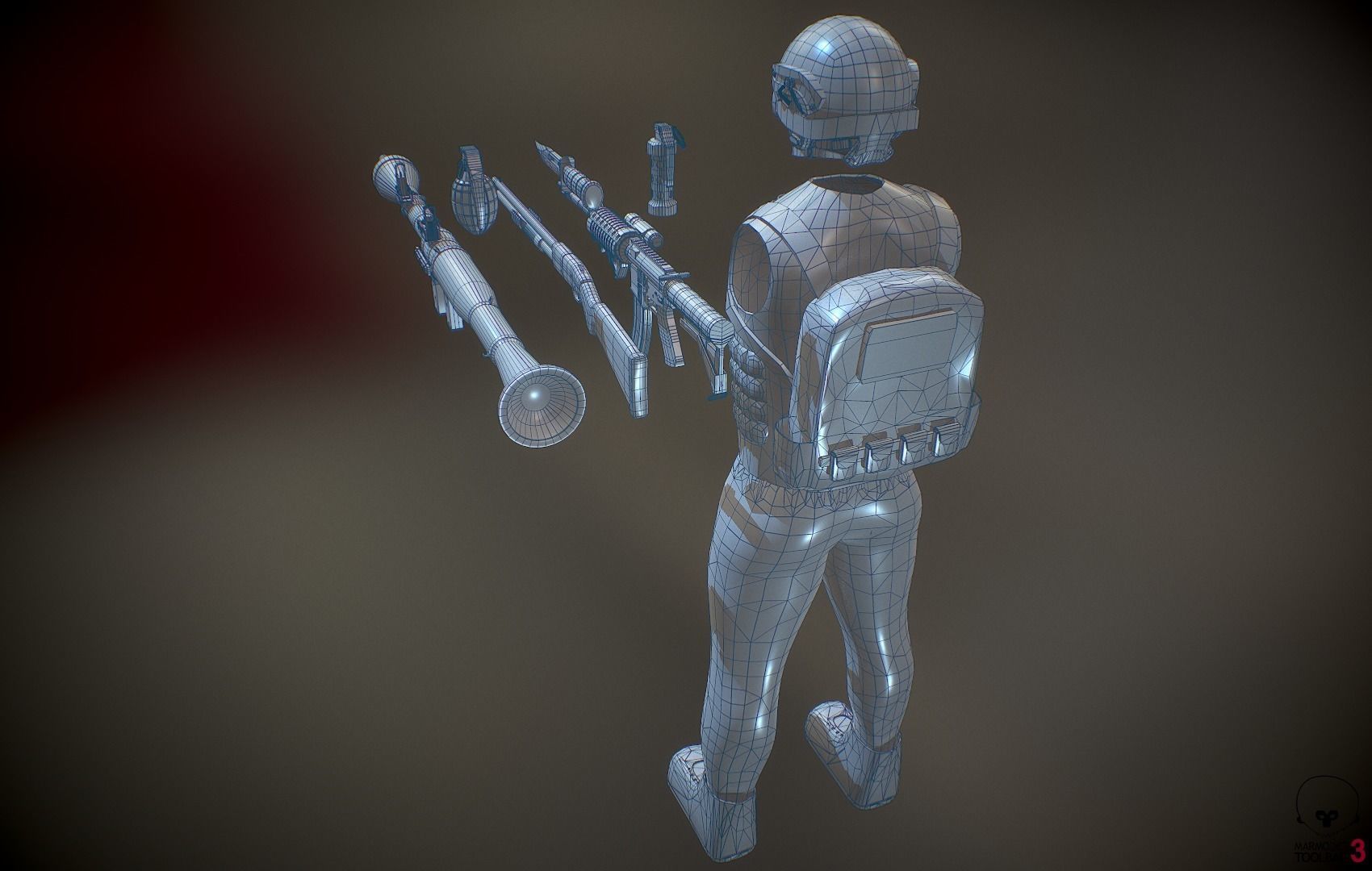 Operator and Weapons Low-poly 3D model_33