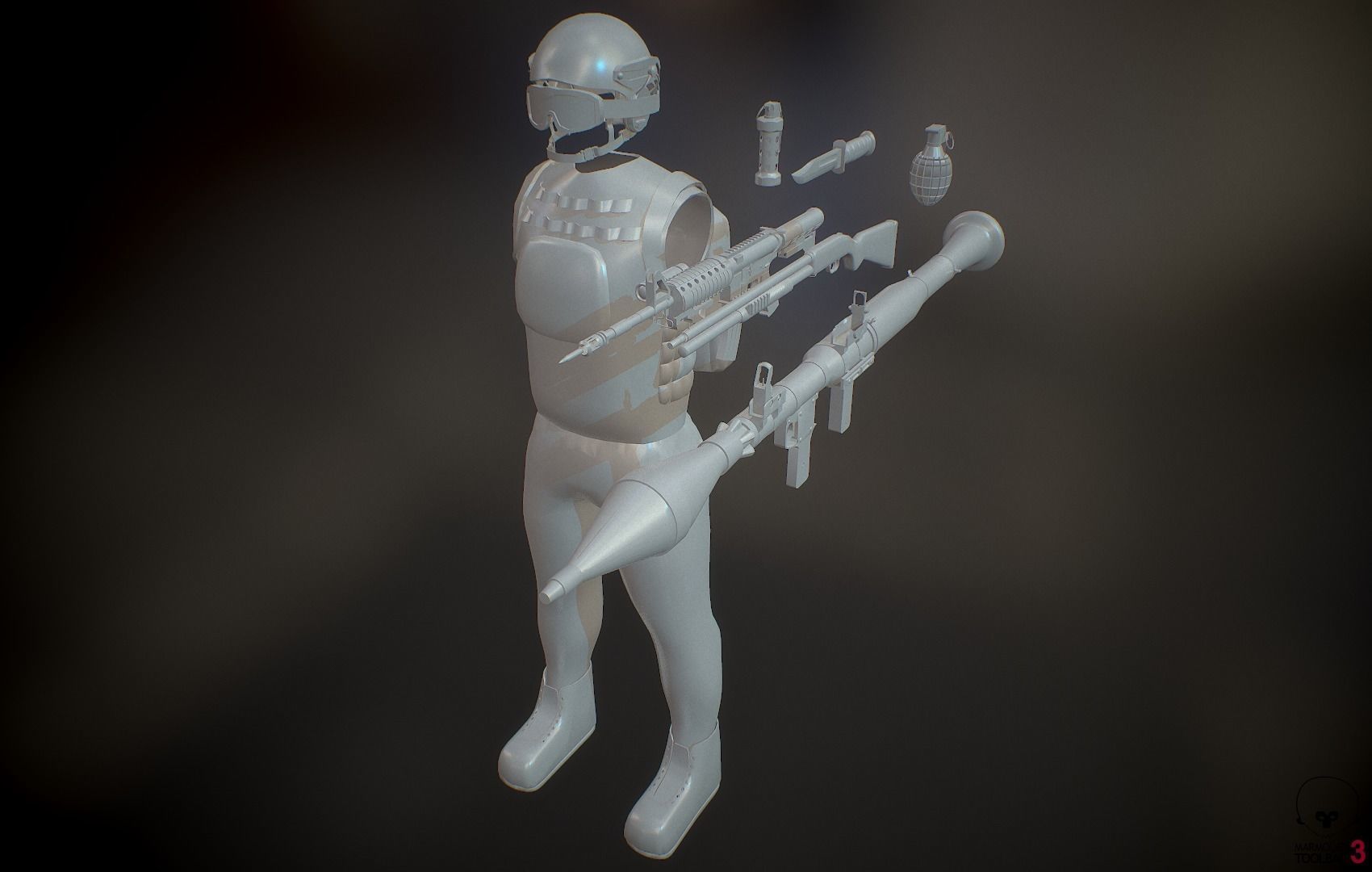 Operator and Weapons Low-poly 3D model_1