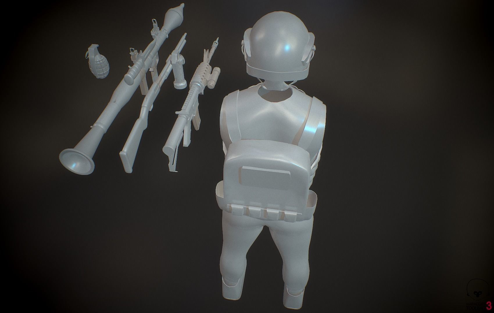 Operator and Weapons Low-poly 3D model_2