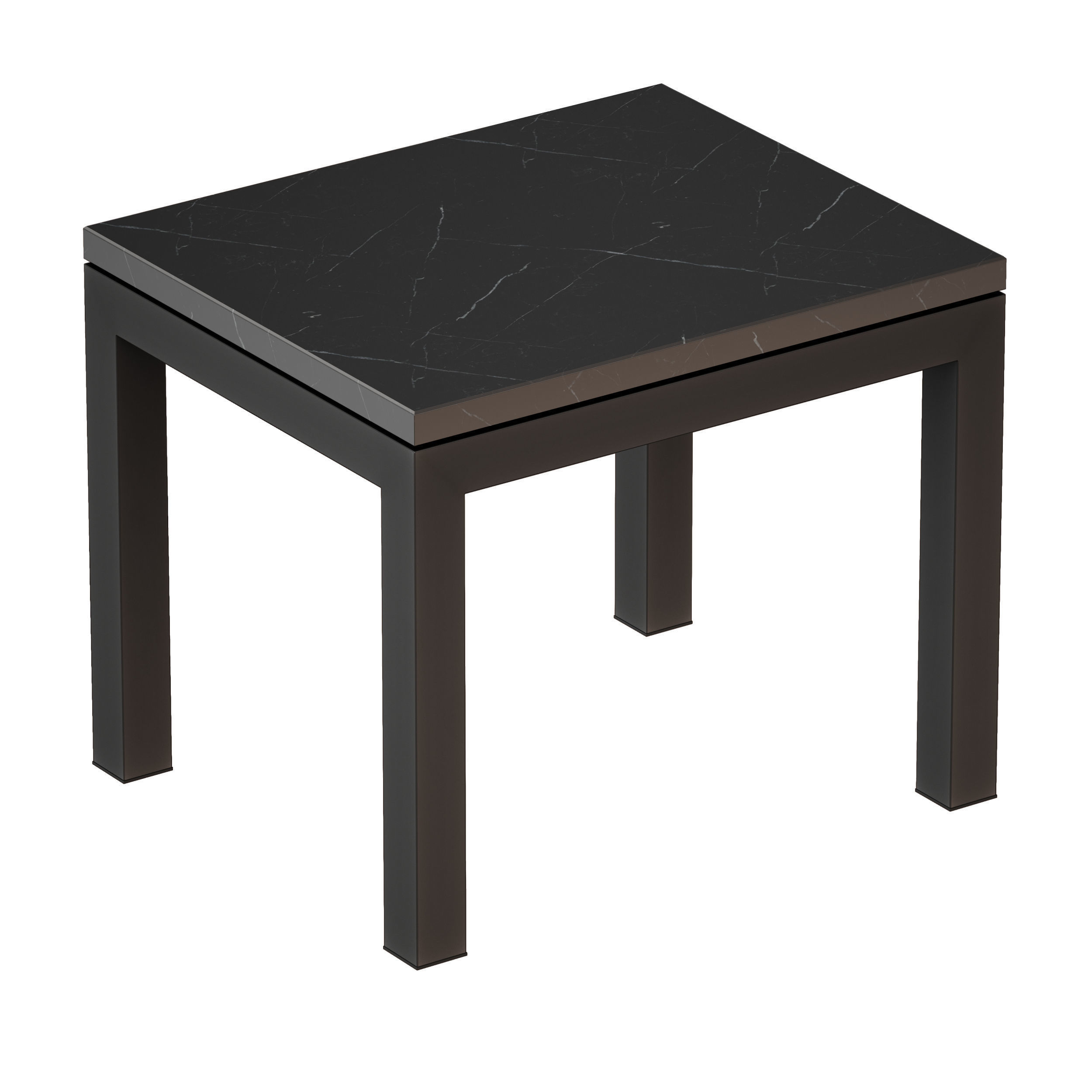 Parsons Black Marble Top Dark Steel Base End Table 3D model_5
