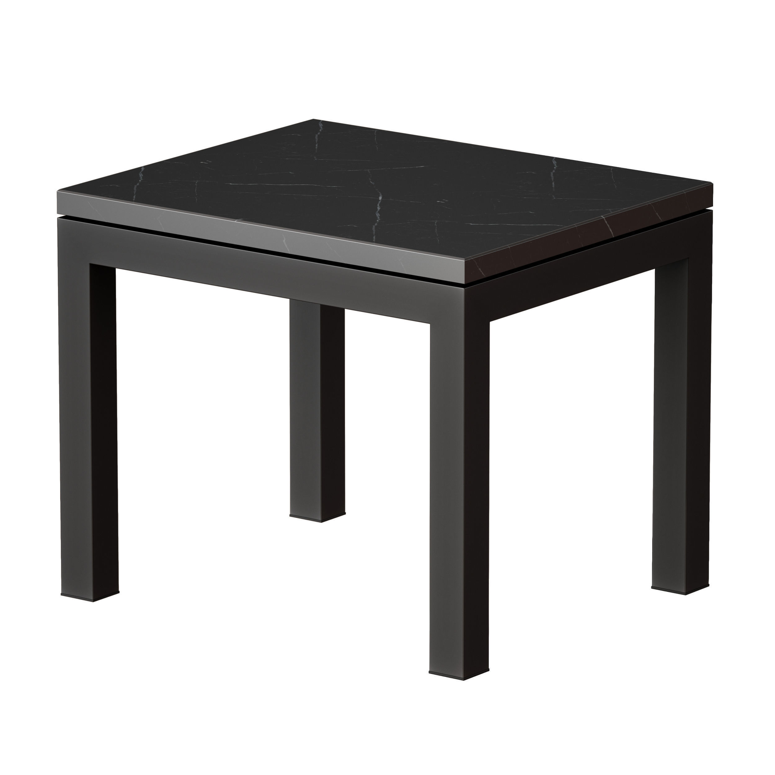 Parsons Black Marble Top Dark Steel Base End Table 3D model_3