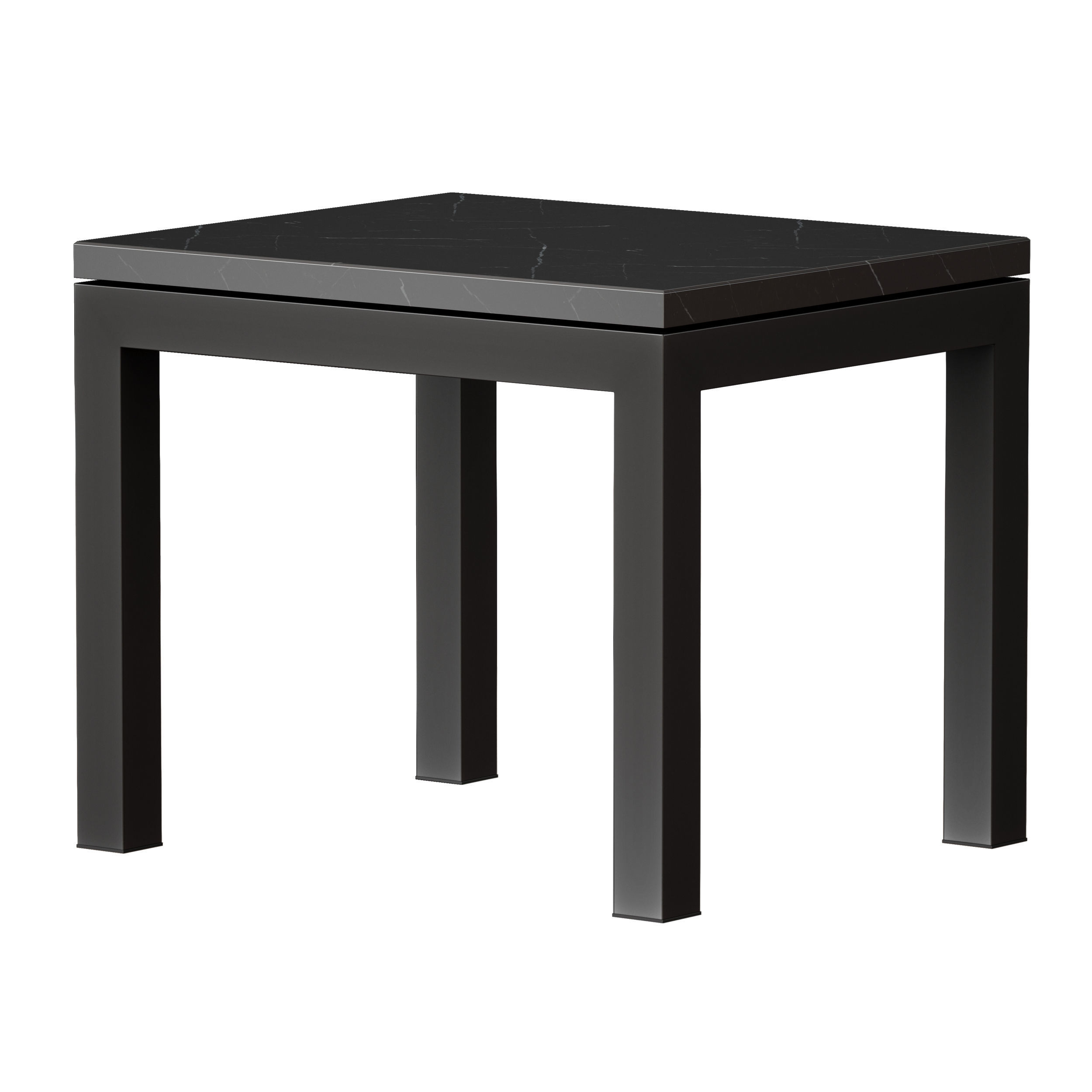Parsons Black Marble Top Dark Steel Base End Table 3D model_7