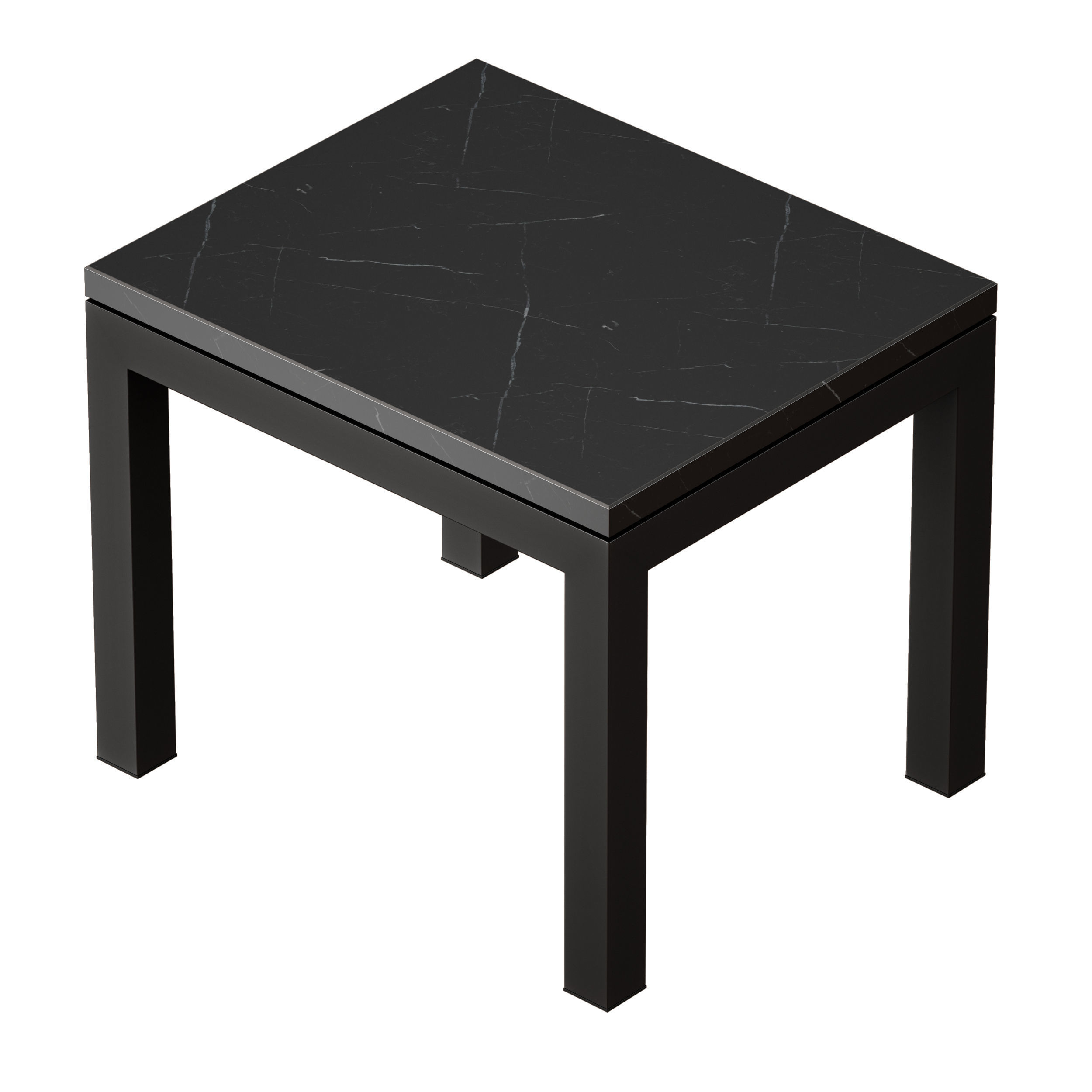 Parsons Black Marble Top Dark Steel Base End Table 3D model_4