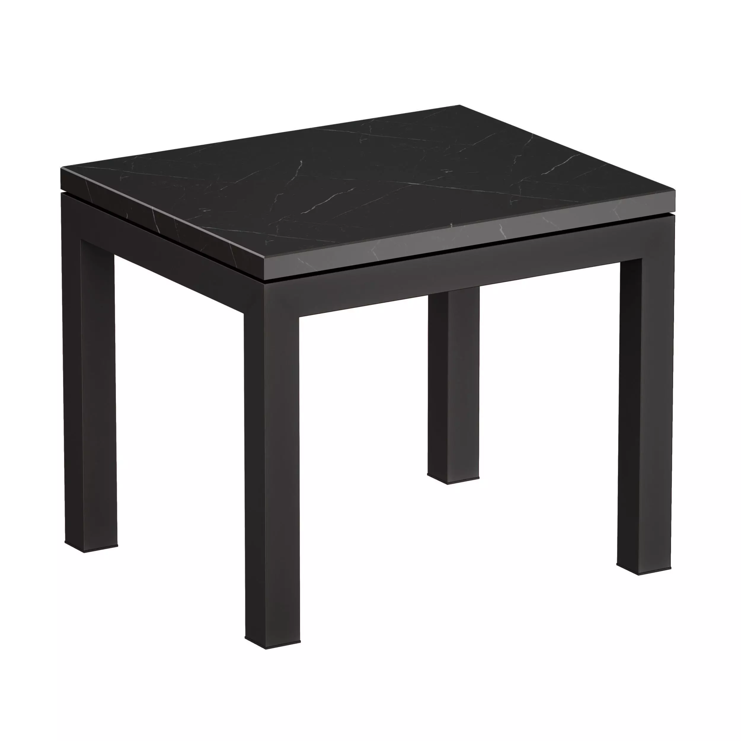 Parsons Black Marble Top Dark Steel Base End Table 3D model_0