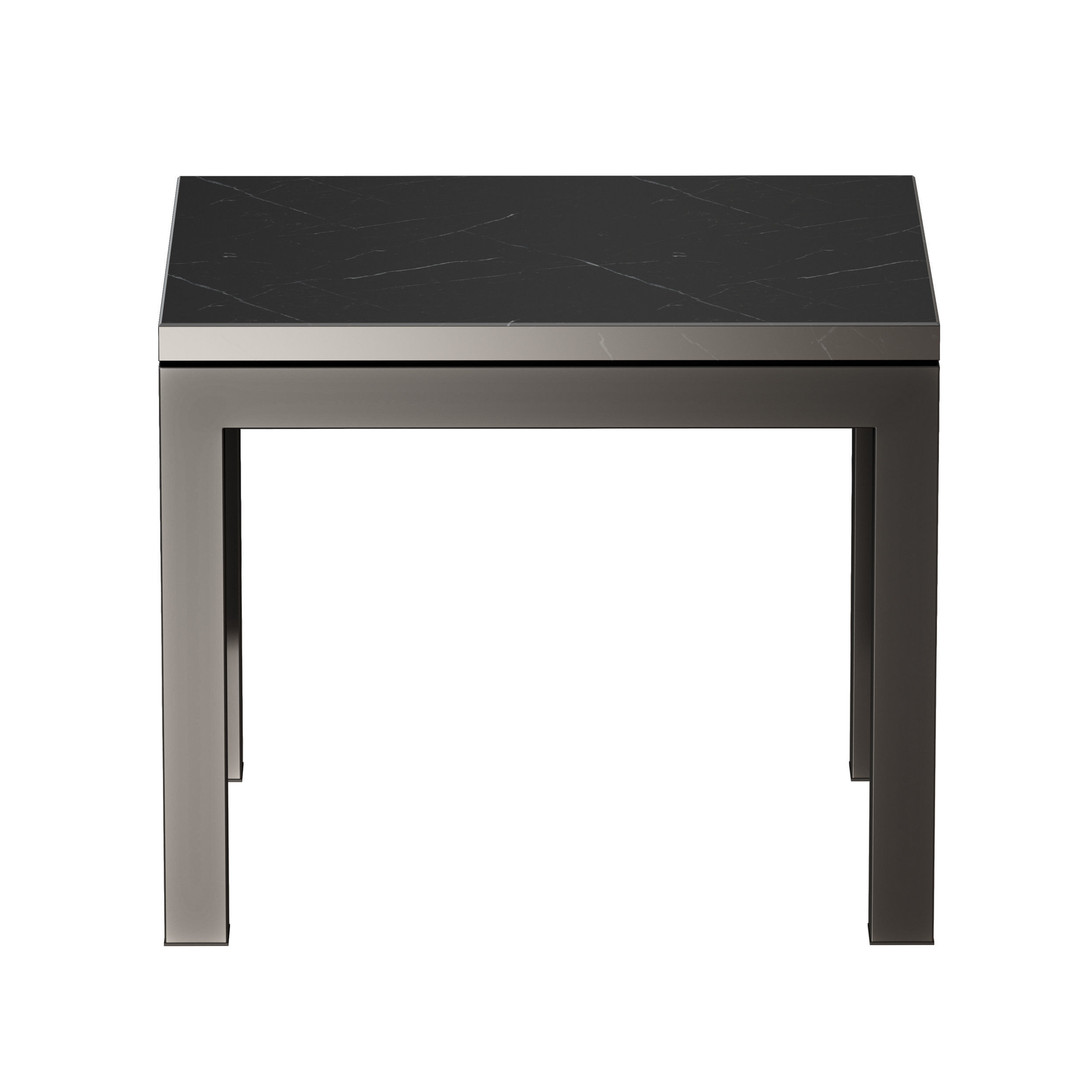 Parsons Black Marble Top Dark Steel Base End Table 3D model_2