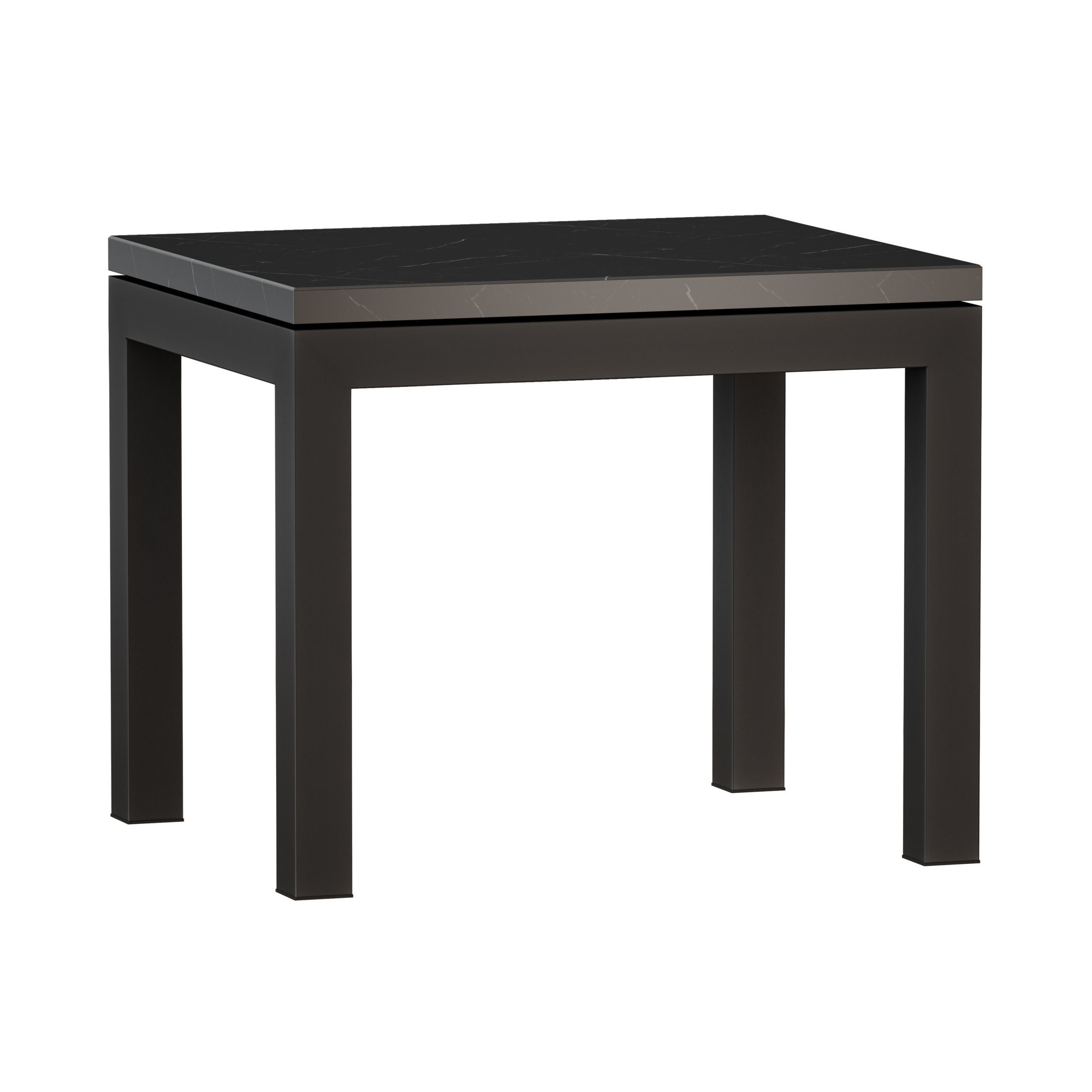 Parsons Black Marble Top Dark Steel Base End Table 3D model_1