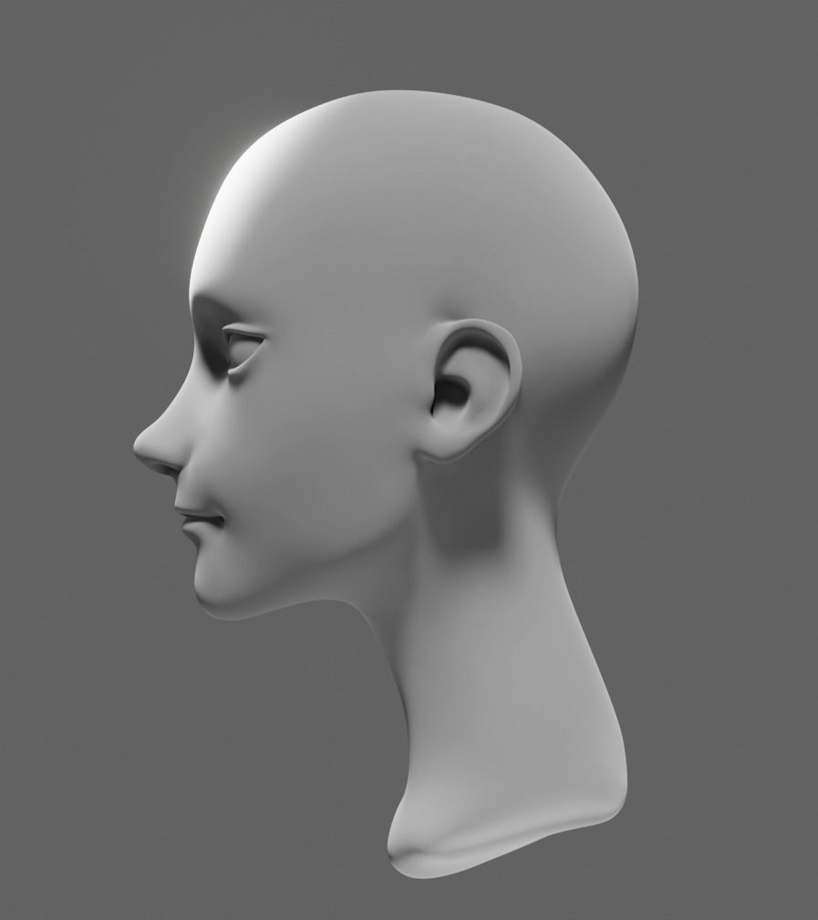 Stylized head 2 3D model_3