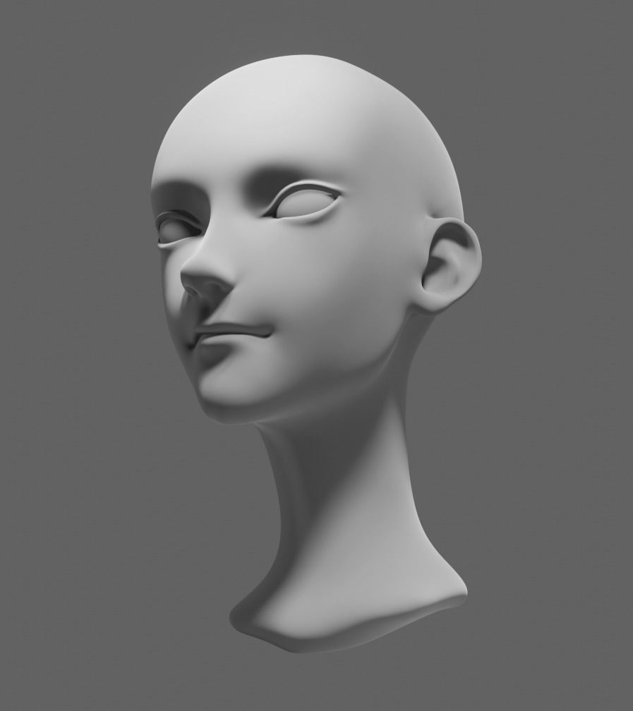 Stylized head 2 3D model_4
