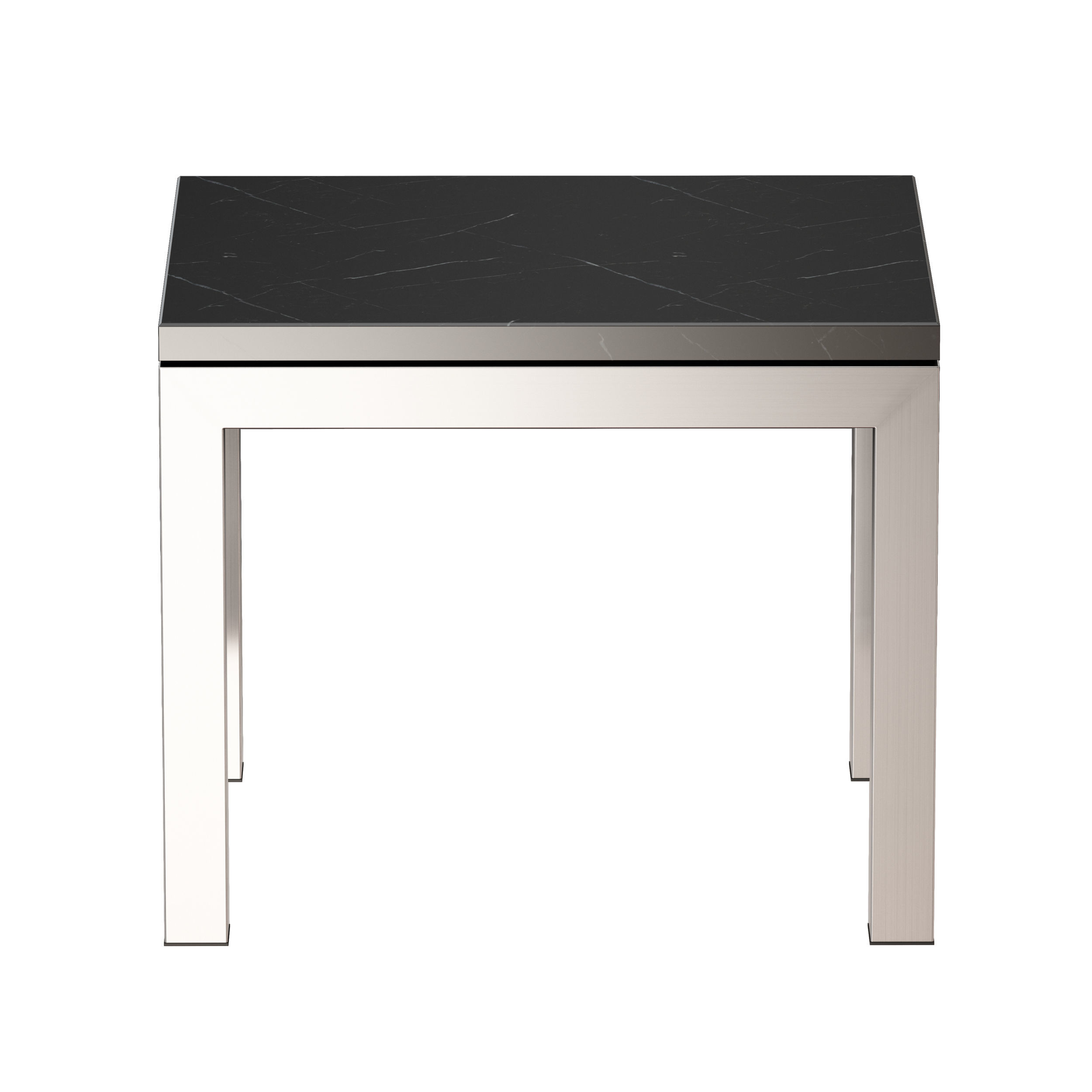Parsons Black Marble Top Stainless Steel Base End Table 3D model_2
