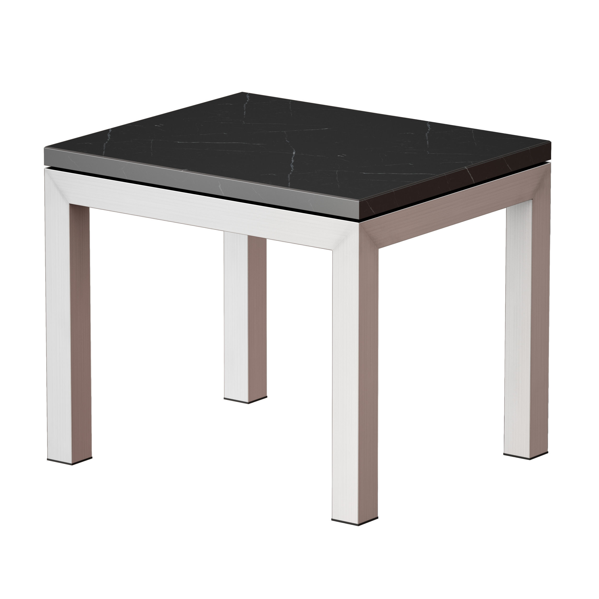 Parsons Black Marble Top Stainless Steel Base End Table 3D model_3
