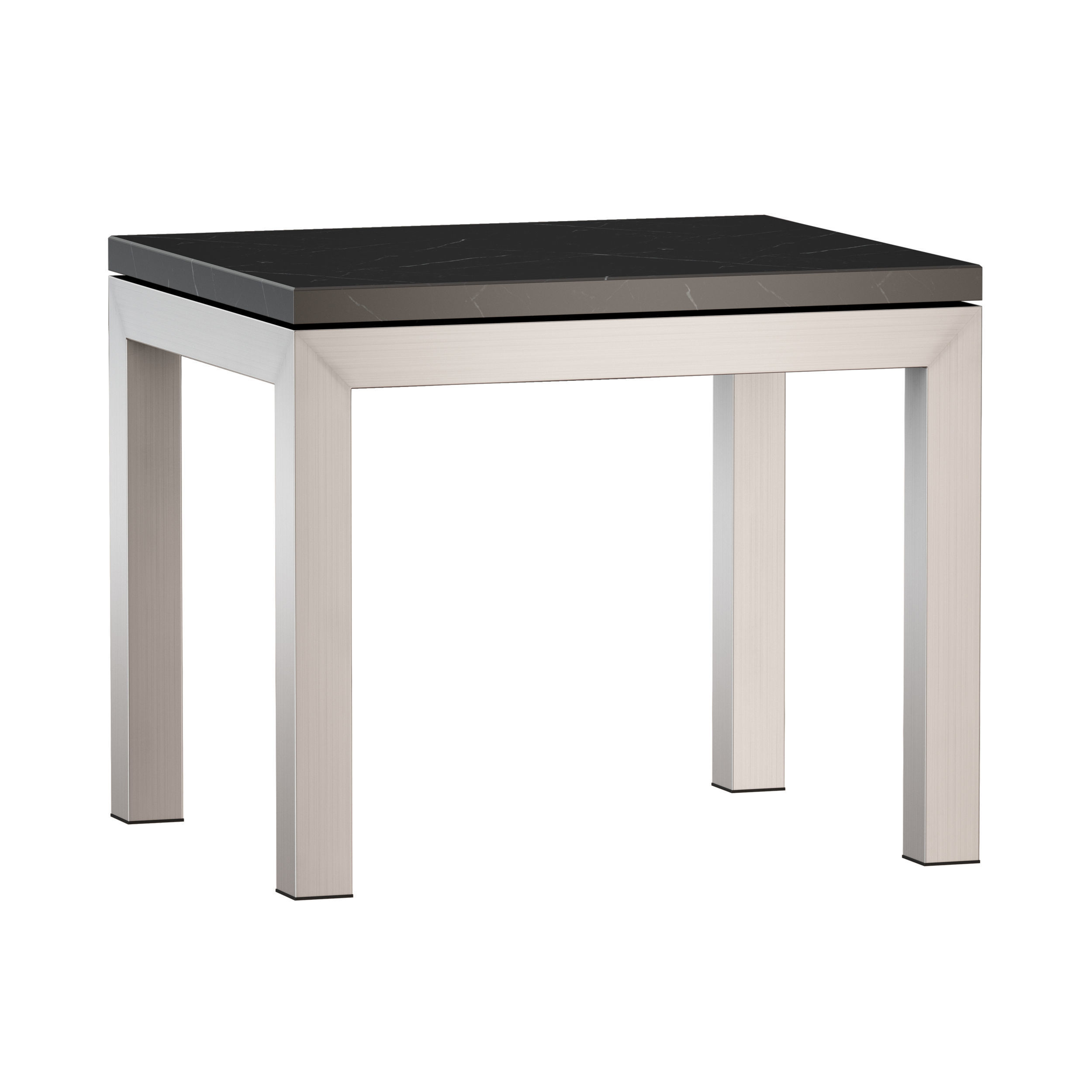 Parsons Black Marble Top Stainless Steel Base End Table 3D model_1