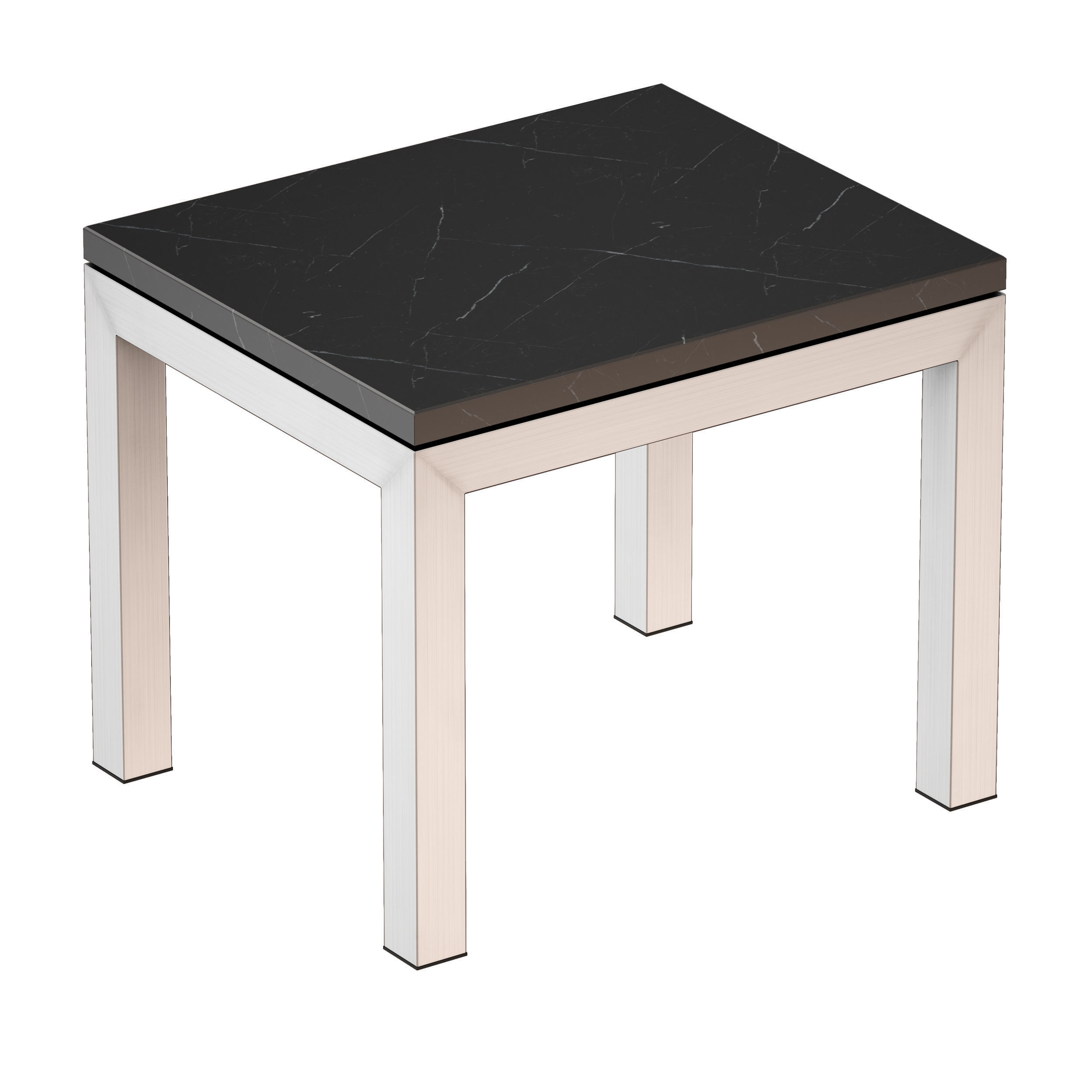 Parsons Black Marble Top Stainless Steel Base End Table 3D model_5