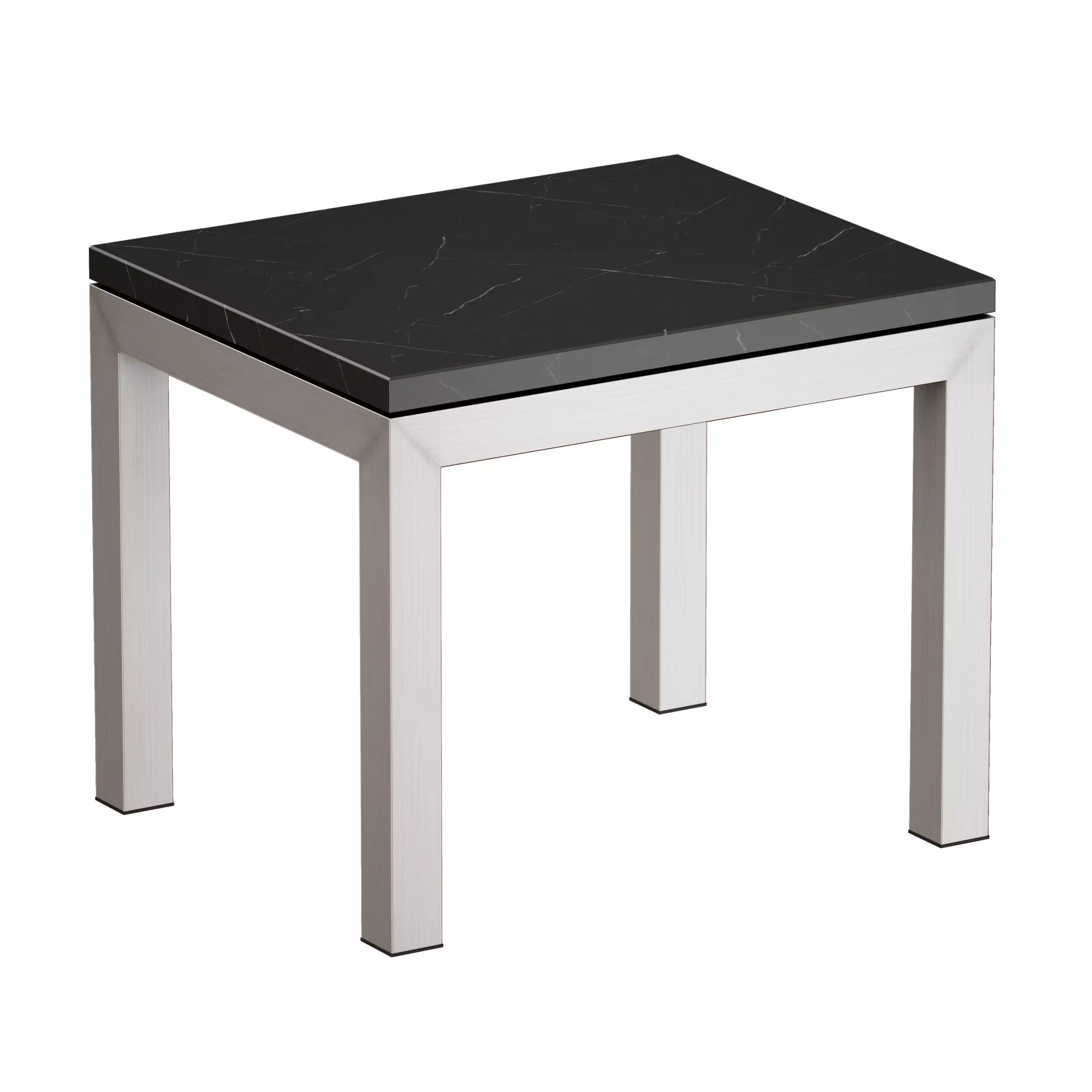 Parsons Black Marble Top Stainless Steel Base End Table 3D model_0