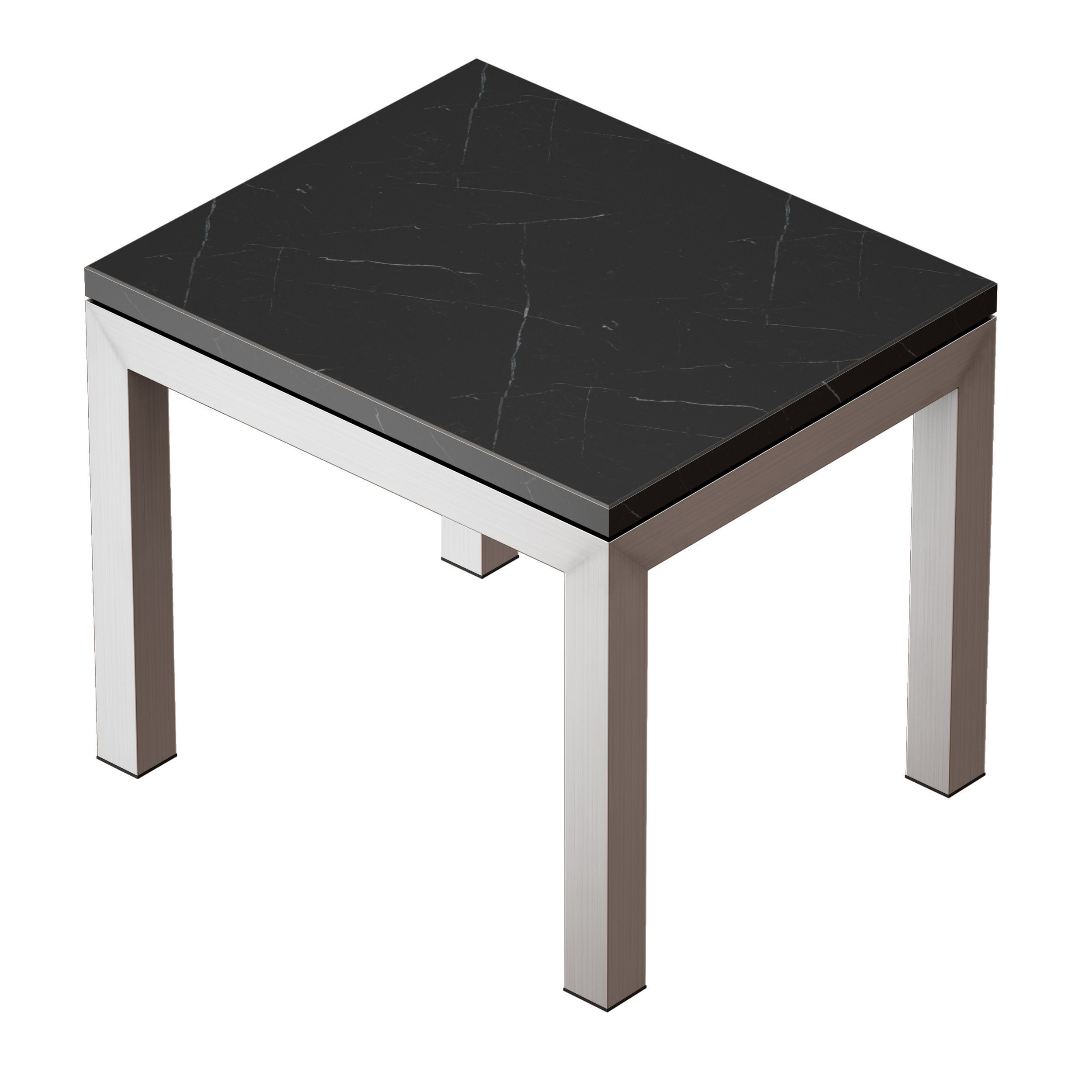Parsons Black Marble Top Stainless Steel Base End Table 3D model_4