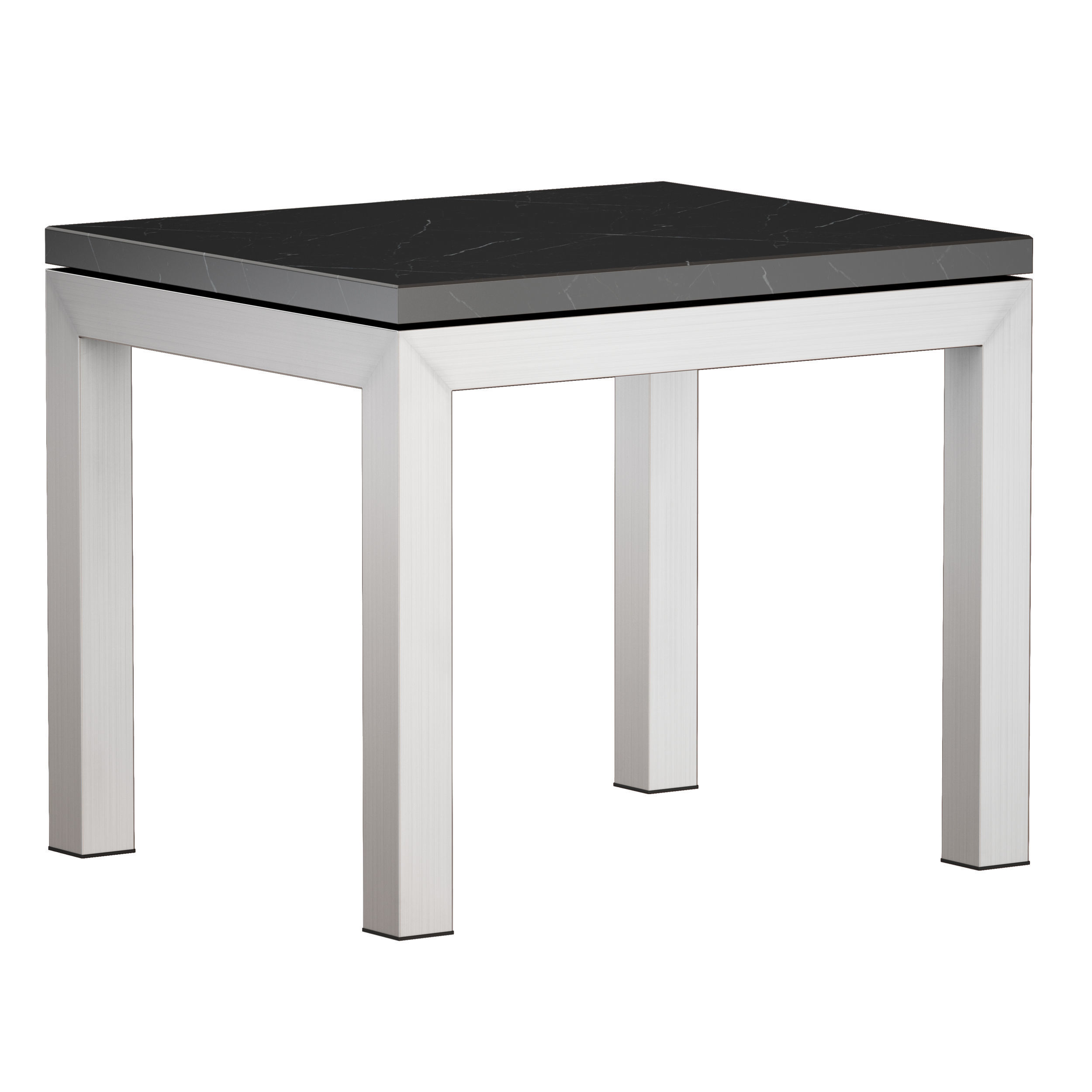Parsons Black Marble Top Stainless Steel Base End Table 3D model_6