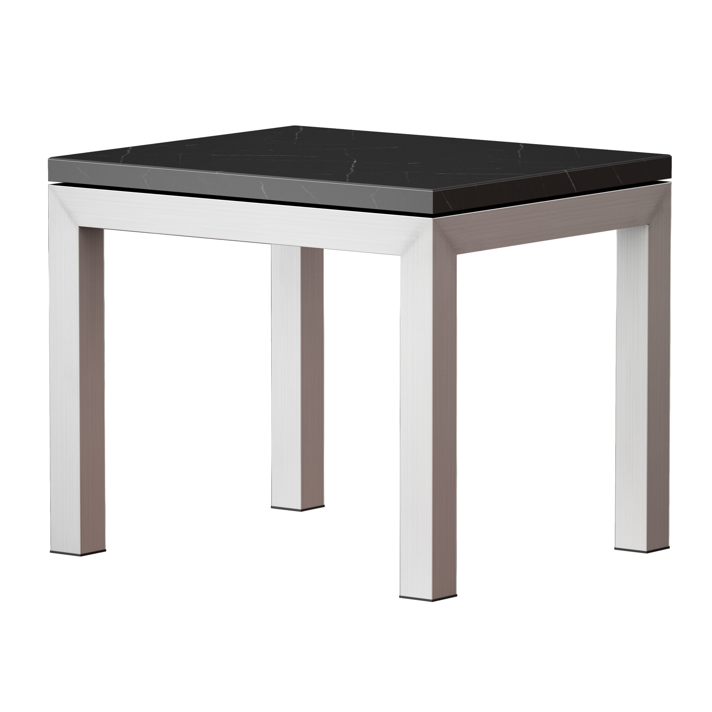 Parsons Black Marble Top Stainless Steel Base End Table 3D model_7